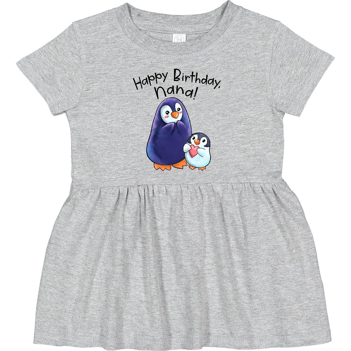 Inktastic Happy Birthday Nana - Adorable Penguins Baby Dress for Girls | Cute Birthday Outfit for Granddaughter, Toddler Party Wear, Photo Shoot & Special Occasions