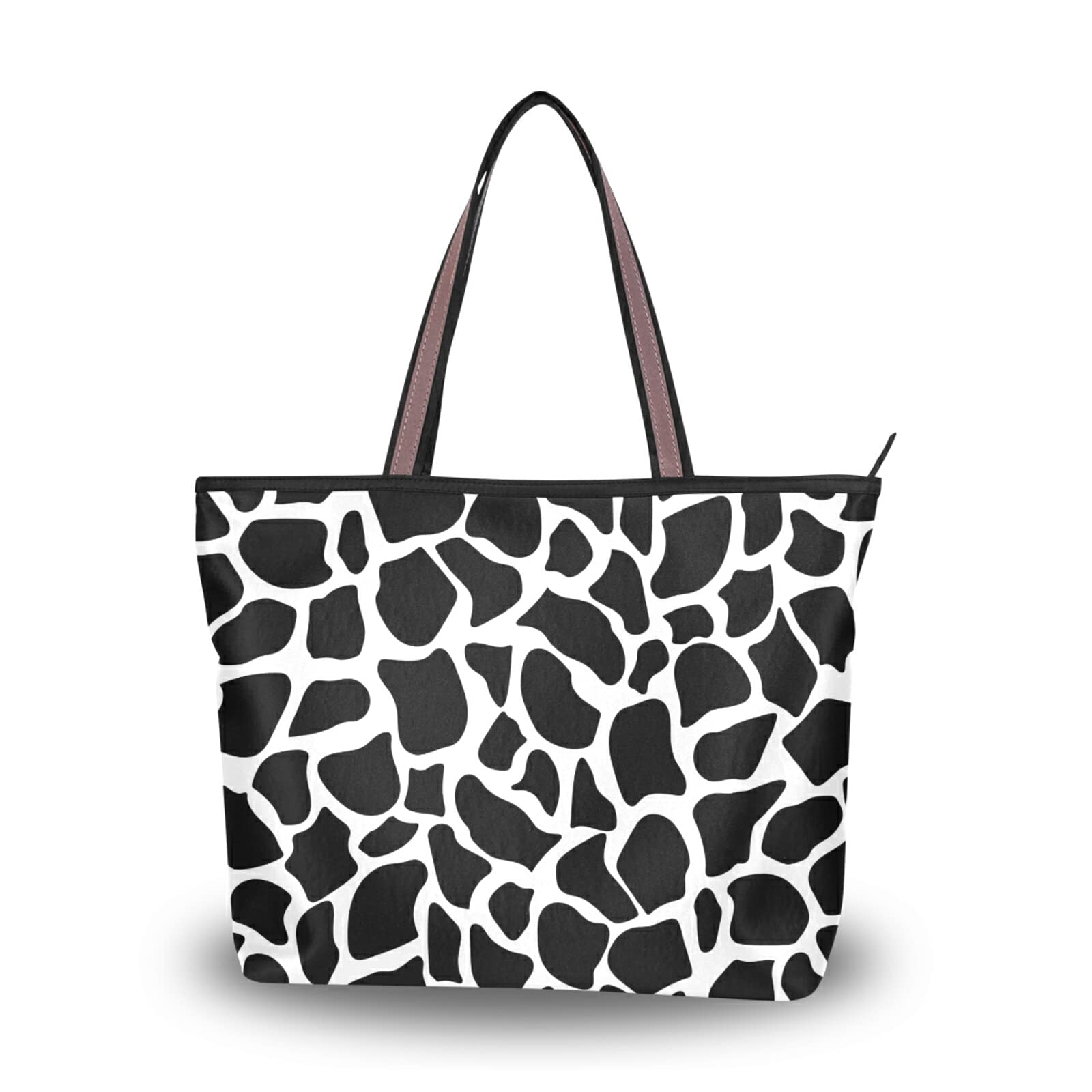 Stylish Black Giraffe Print Tote Bag for Women - Fashionable Shoulder Bag & Reusable Handbag - Perfect for Beach, Travel, Shopping & Daily Use