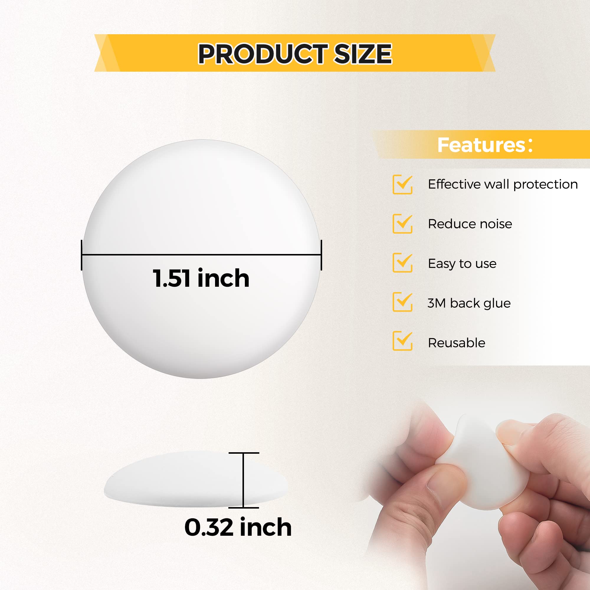 Ravinte Heavy Duty Door Stopper and Wall Protector - 12pcs White Door Bumpers with Strong Adhesive for Kitchen Cabinets, Bedroom, Office - Prevent Scratches and Damage from Door Knobs