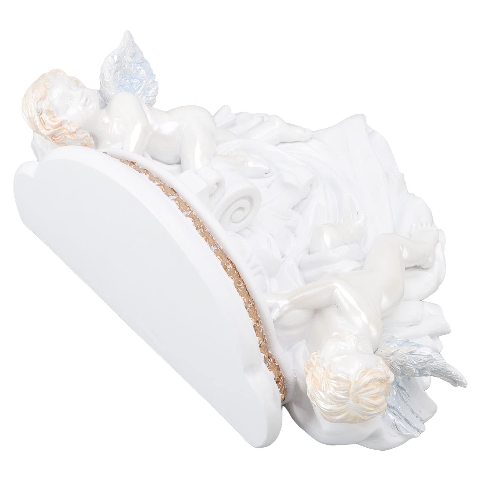 Tgoon Angel Wall Shelf - Elegant Resin Floating Shelf for Bedroom Decor, Pure White Gold Finish - Perfect for Displaying Photos, Plants & Home Decor Accessories