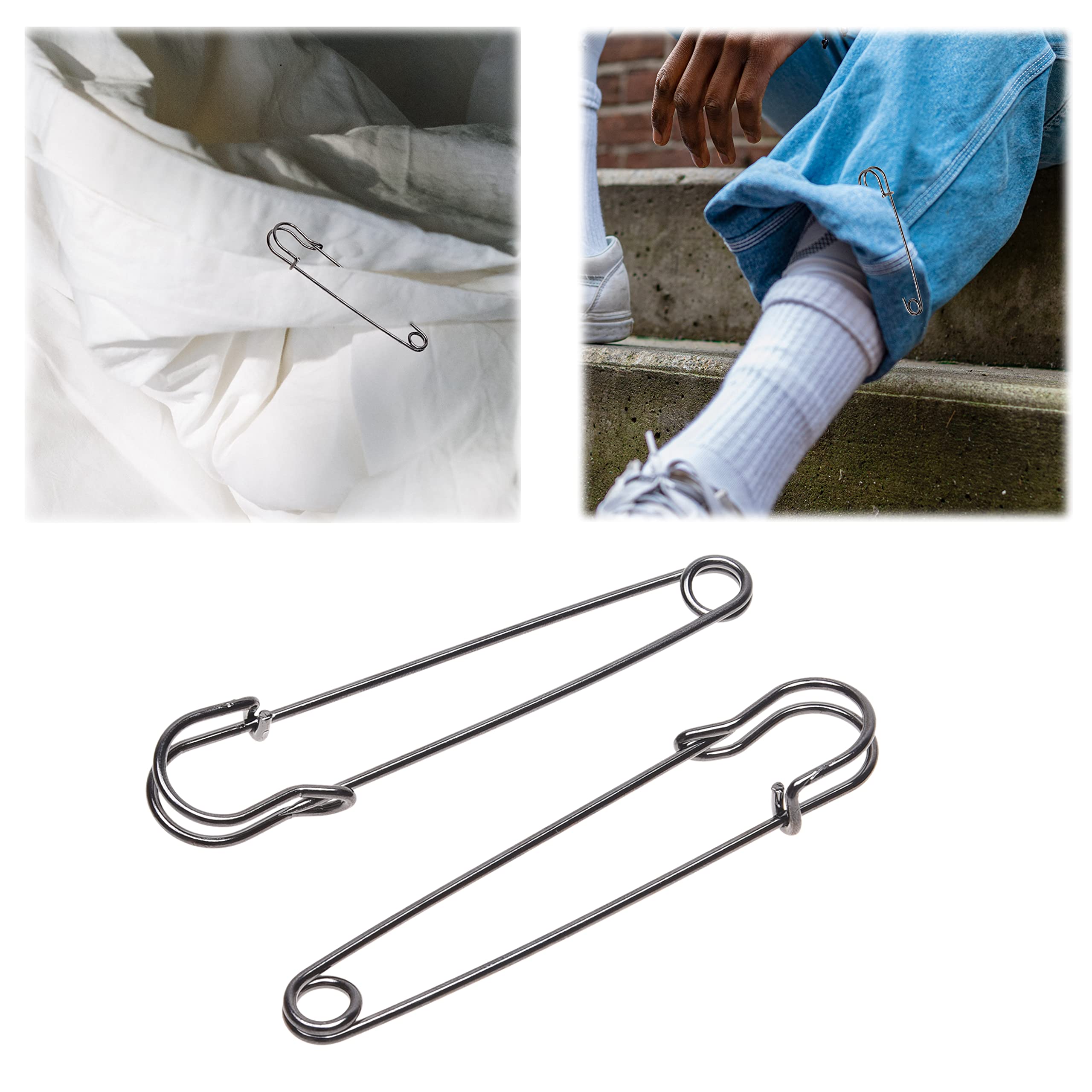 8X Extra Large Metallic Safety Pins - 4