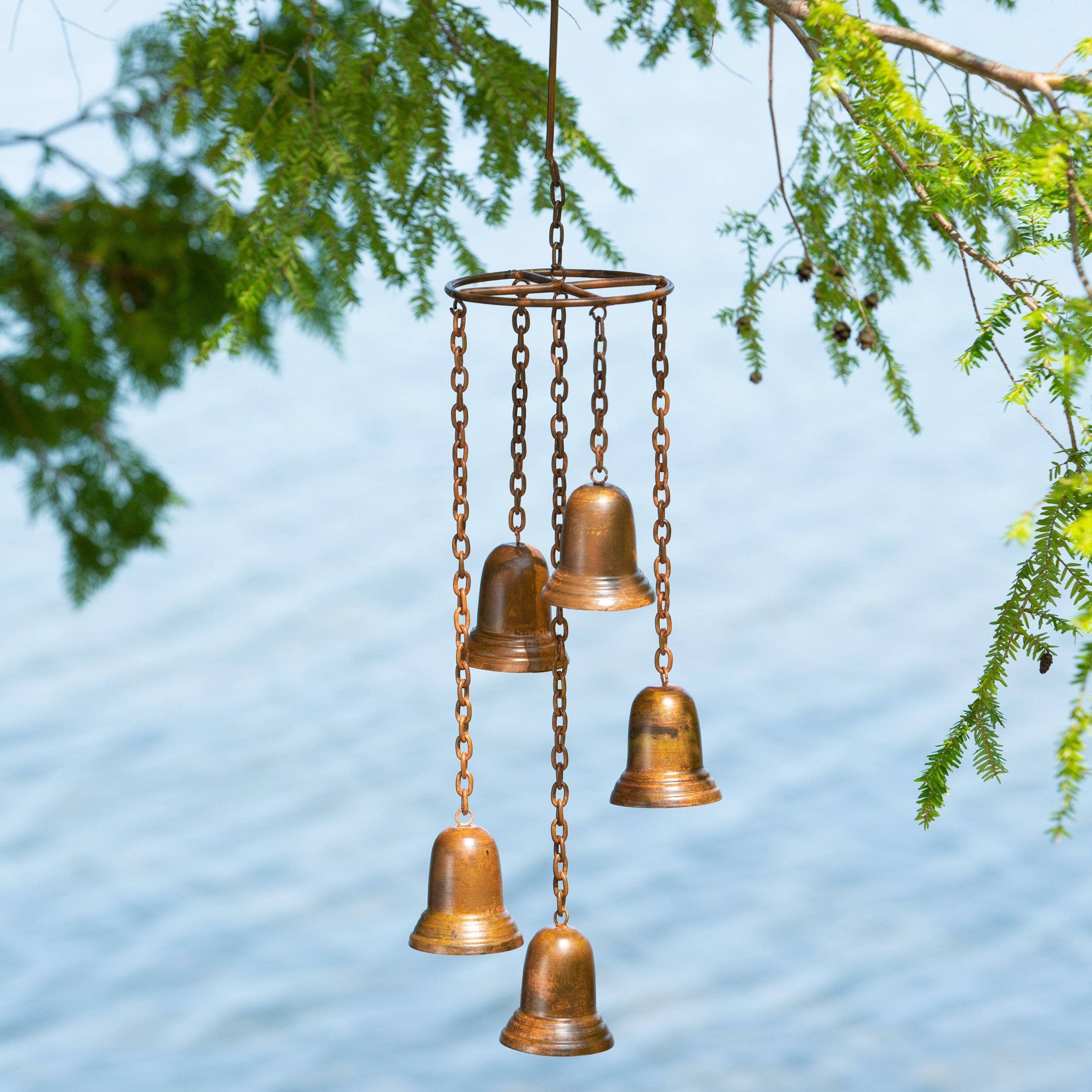 Handmade Temple Bells Circle Wind Chime - Outdoor Garden Decor for Meditation & Relaxation | Perfect for Patio, Balcony, and Zen Spaces