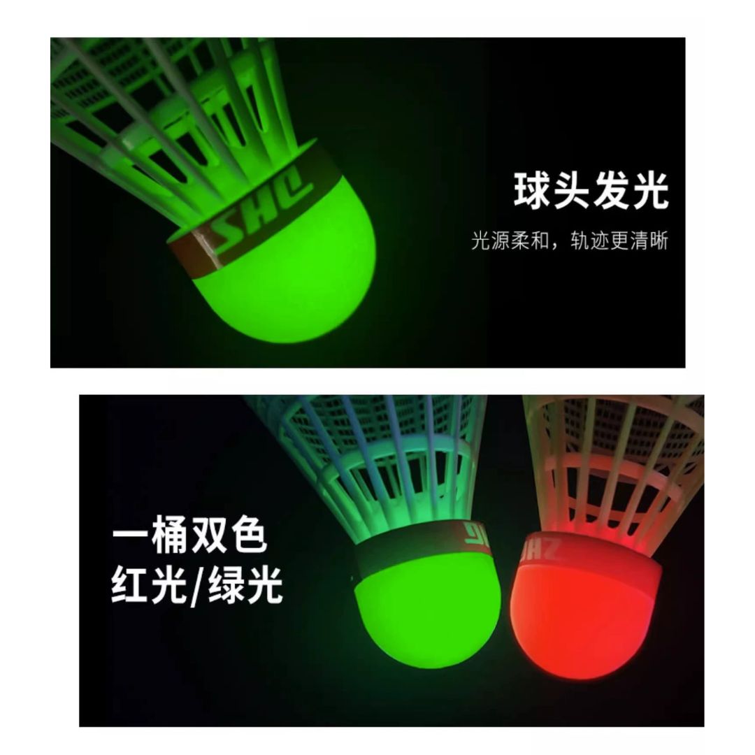 DHS Shining Luminous LED Badminton Shuttlecock - Glow in The Dark for Night Play & Outdoor Sports Activities