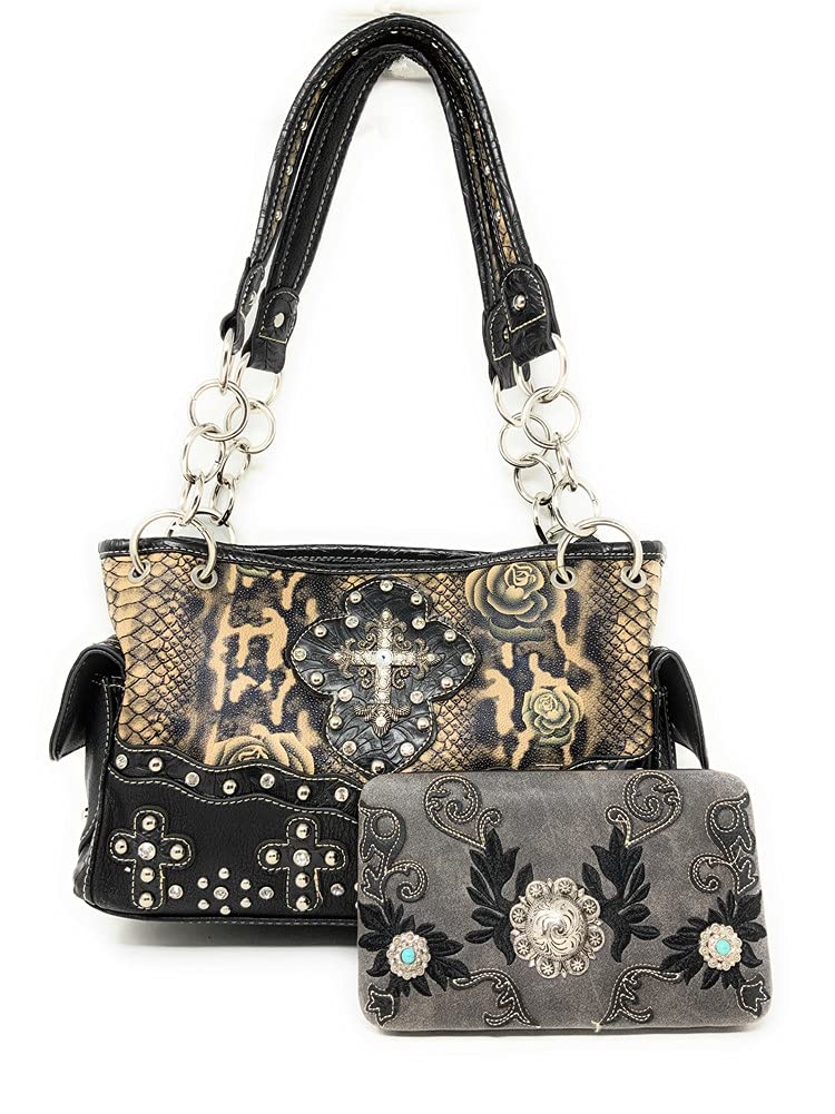 Premium Western Suede Leather Crossbody Bag with Floral Embroidery & Buckle Detail - Women's Shoulder Handbag & Wallet Set for Casual Outings, Travel, and Everyday Use