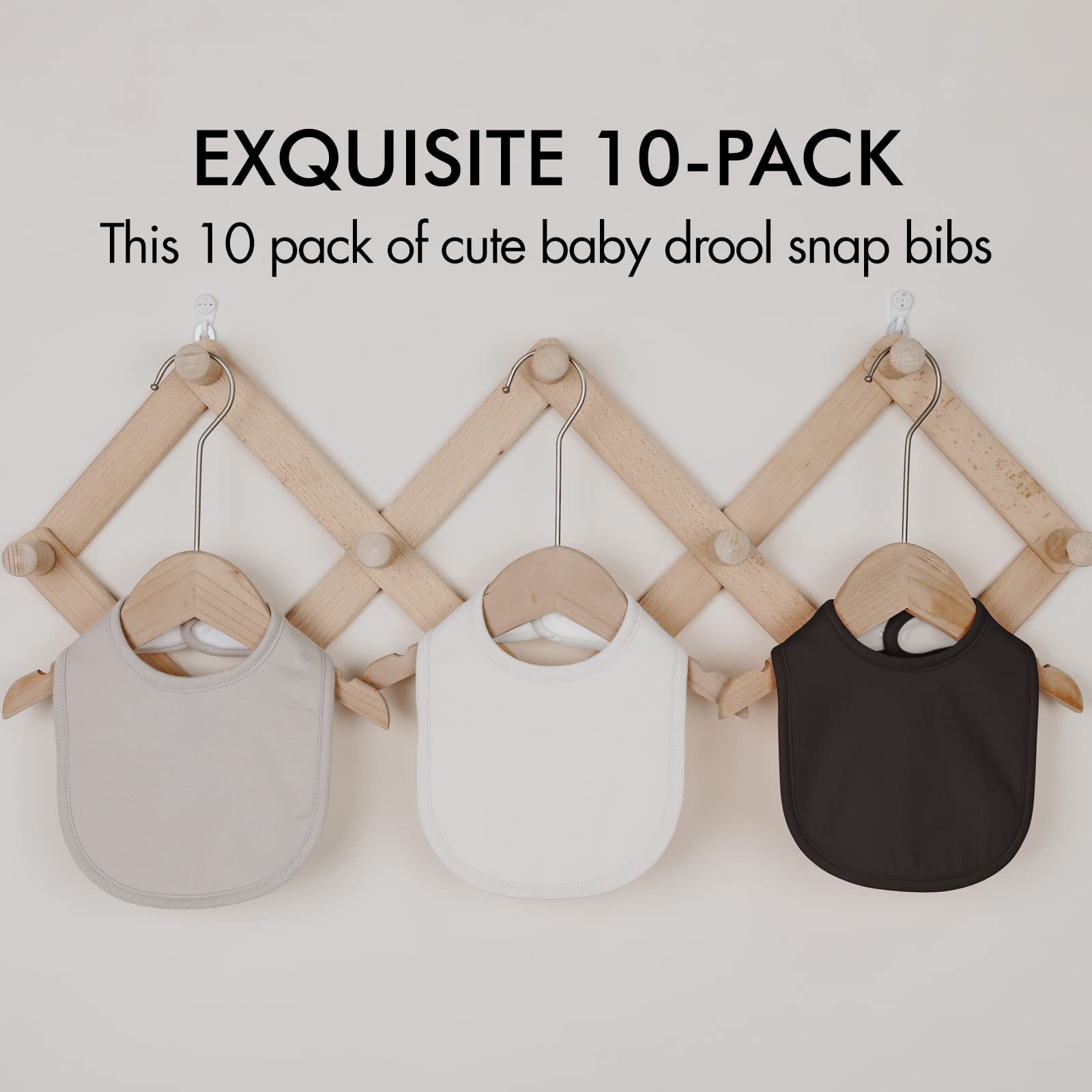 Organic Cotton Baby Snap Bibs - 10 Pack Bandana Drool Bibs for Boys & Girls | Newborn Feeding & Teething
