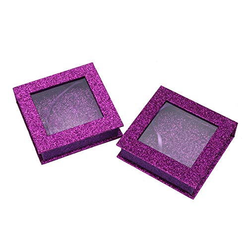 ANGGREK 2-Pack Magnetic False Eyelashes Storage Case - Purple Square Eyelash Box with Clear Window | Organize & Protect Fake Lashes for Travel, Makeup Artists & Daily Use