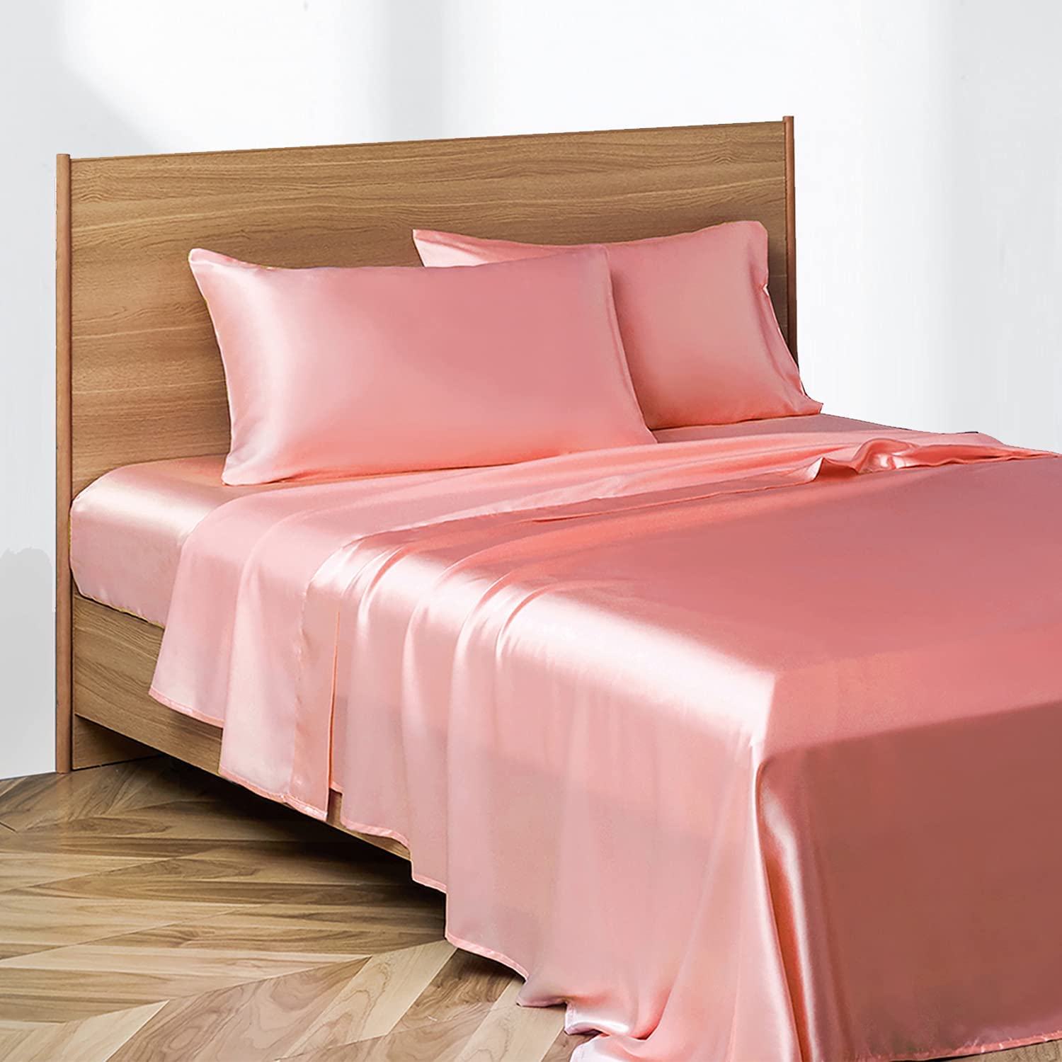 Luxury 100% Satin Silk Sheet Set - Super Soft & Easy Care - Fits 10-12