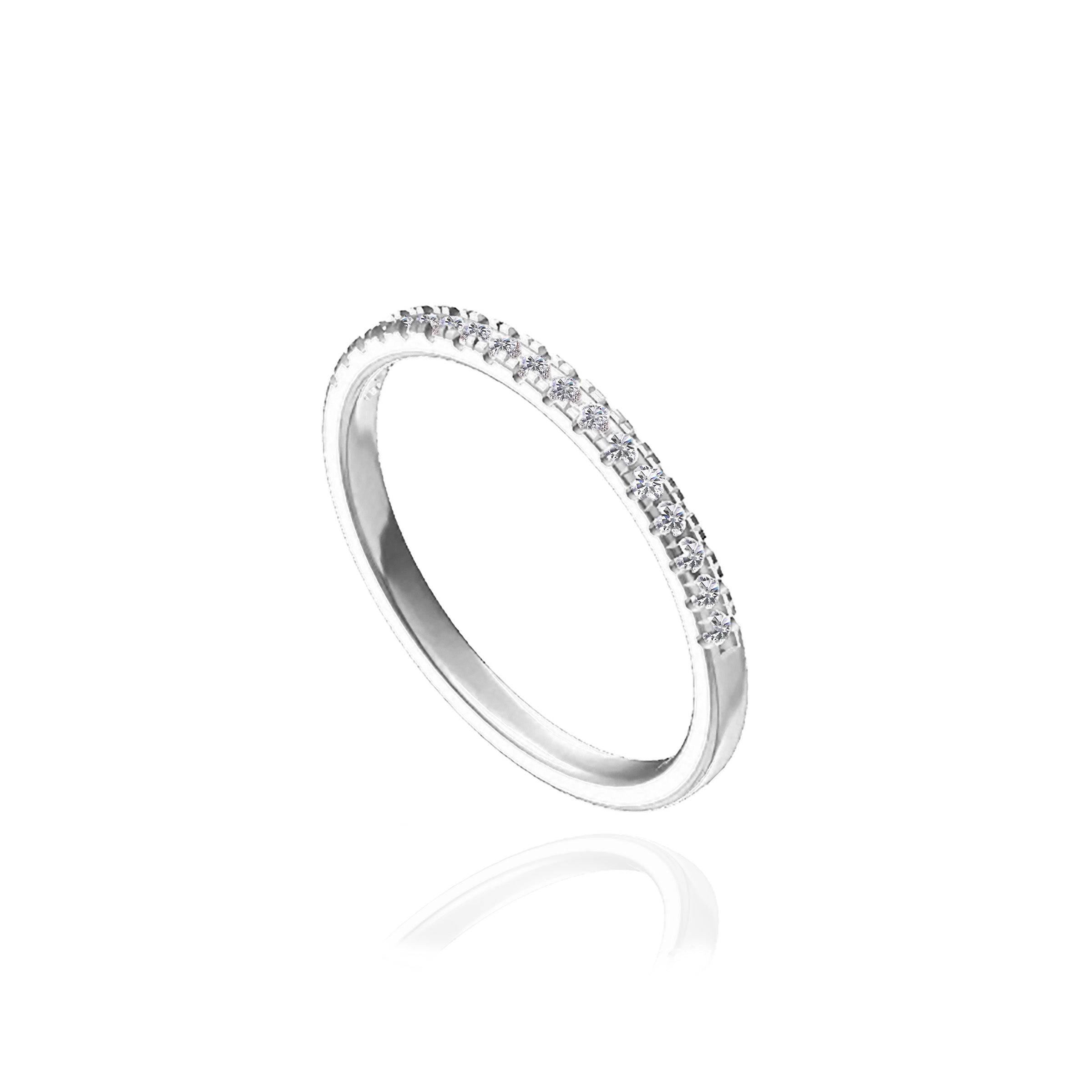 Elegant Spark: Half Pavé Ring Ashes Ring - Dainty Stackable Ring for Women, Perfect for Everyday Wear, Anniversary Gifts & Special Occasions