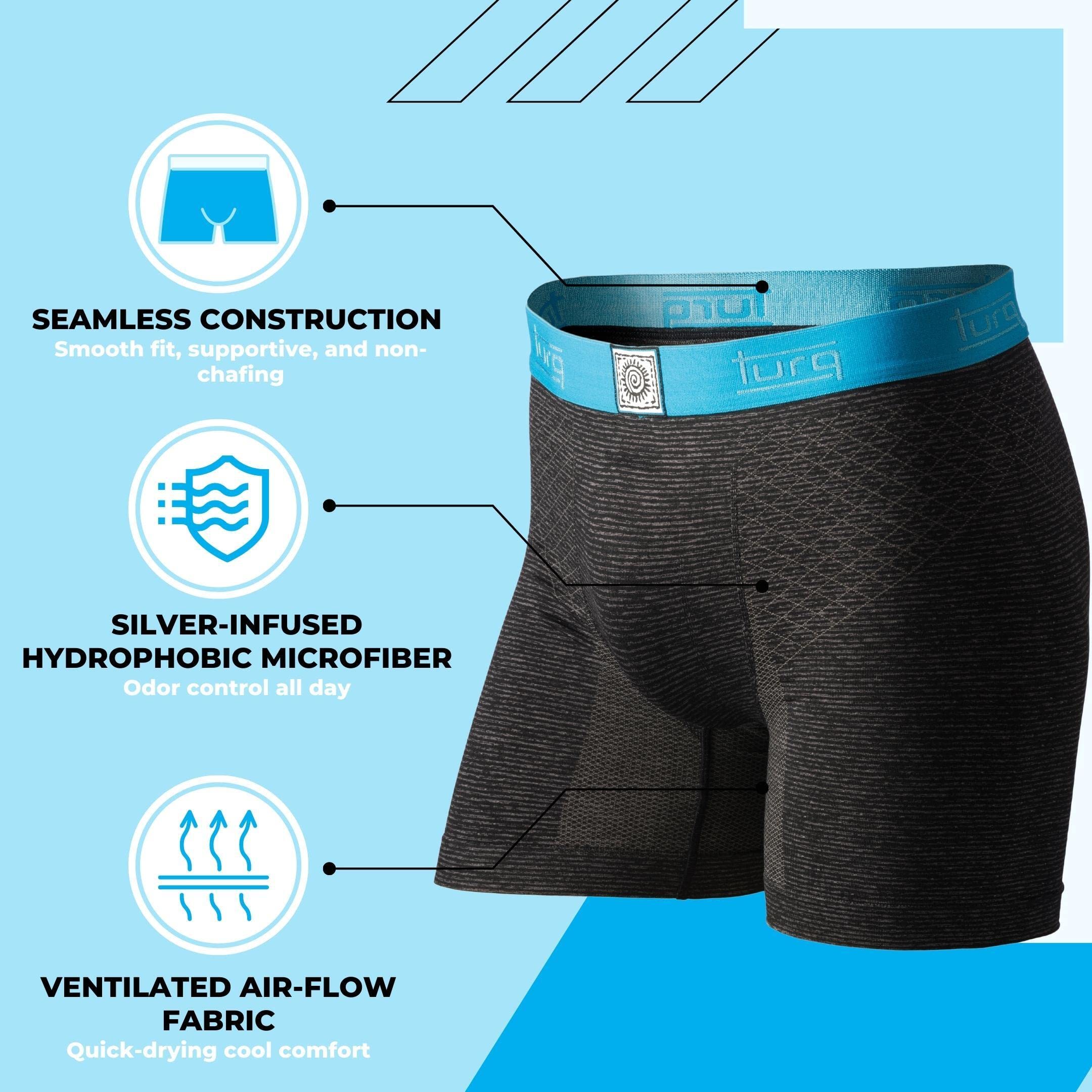 Turq OG Men's Underwear Boxer Briefs - Anti-Chafe, Moisture-Wicking, Breathable & Quick-Dry for Sports, Gym & Swimming | Comfortable Freestyle Fit for Active Lifestyles