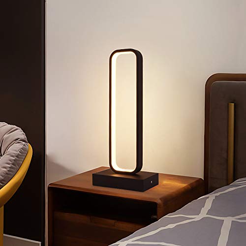 Modern Black Dimmable LED Night Lamp - Rectangle Bedside Table Light with Remote Control & Stepless Dimming for Bedroom, Hotel, Office - Perfect for Reading, Working & Relaxing