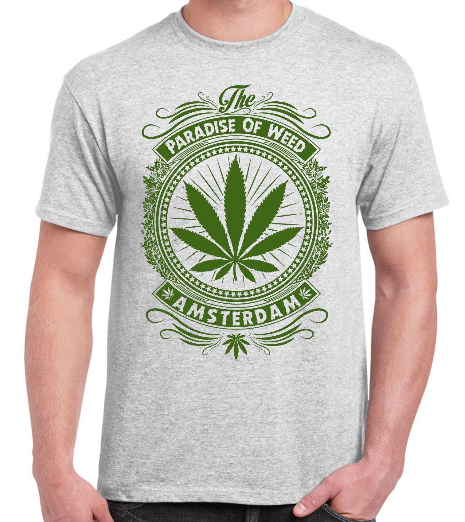 Amsterdam Weed Cannabis Men's T-Shirt - Tribal Design Cotton Tee for Stoner Lifestyle & 420 Festivals
