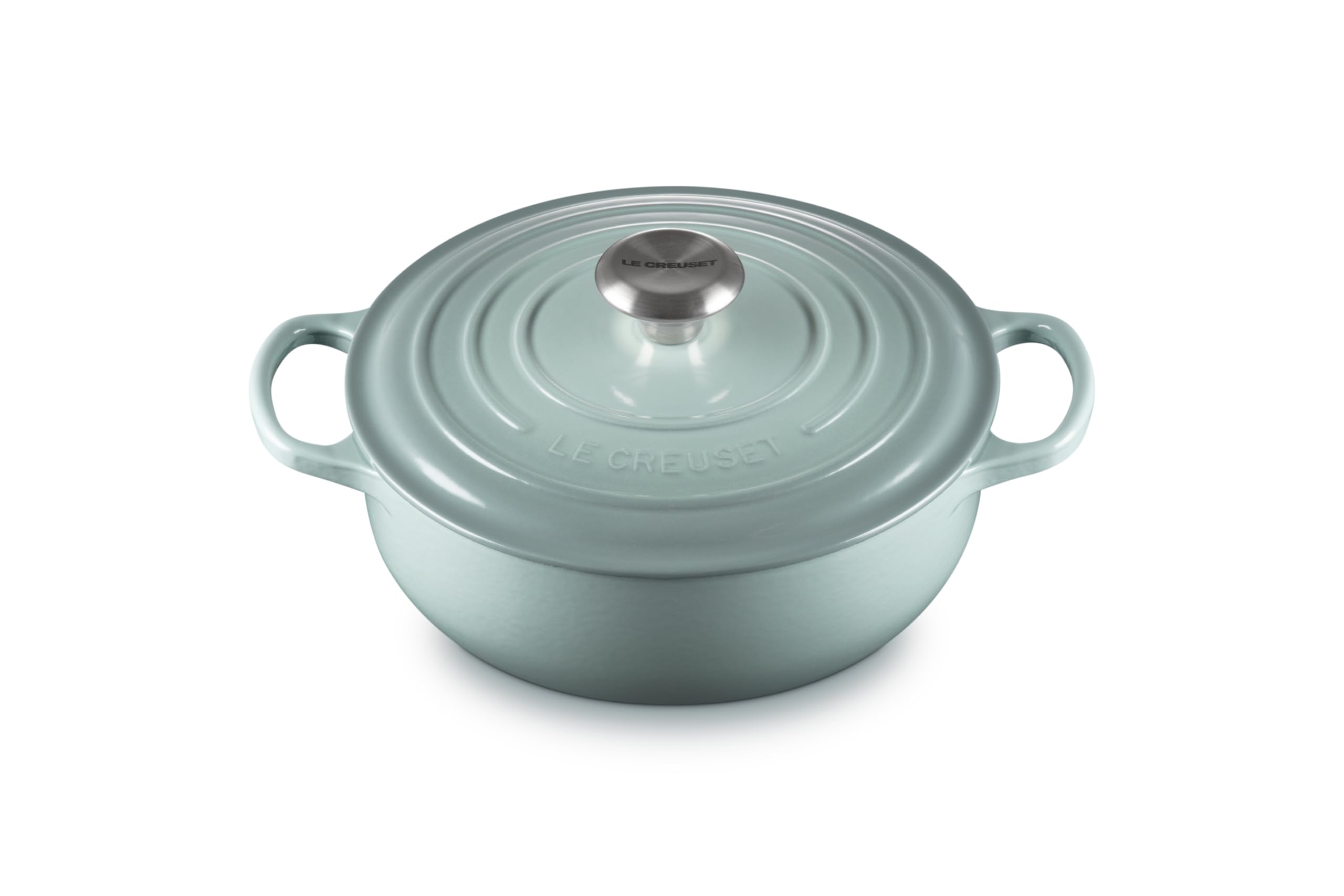 Le Creuset Signature Enameled Cast Iron Round Sauteuse Pan - 3.5 Quart, Sea Salt Blue - Perfect for Sauteing, Braising & Slow Cooking - Stovetop to Oven Safe - French Oven for Home Chefs
