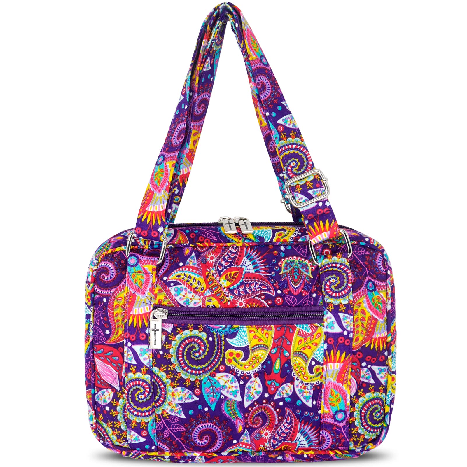 Women's Bible Cover with Adjustable Straps - Large Zippered Study Bible Carrying Case Bag (10x7x2.7 Inches) - Perfect for Church, Bible Study & Travel