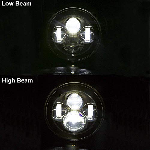 SLK-Customs 7 Inch LED Headlight & Fog Light Kit - DOT Approved Chrome Ring Lights for Harley Davidson Touring, Road King, Ultra Classic, Electra Glide, Street Glide, Heritage Softail, Slim, Deluxe & Fatboy - Perfect for Night Riding & Enhanced Visibility