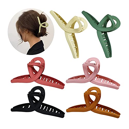 Glamifirsto Large Hair Claw Clips - 6 Pack Non-Slip Hair Clips for Women & Girls (4.3 Inch) - Strong Hold Matte Butterfly Banana Clips for Thin & Thick Hair | Perfect for Updos, Ponytails & Everyday Hairstyles