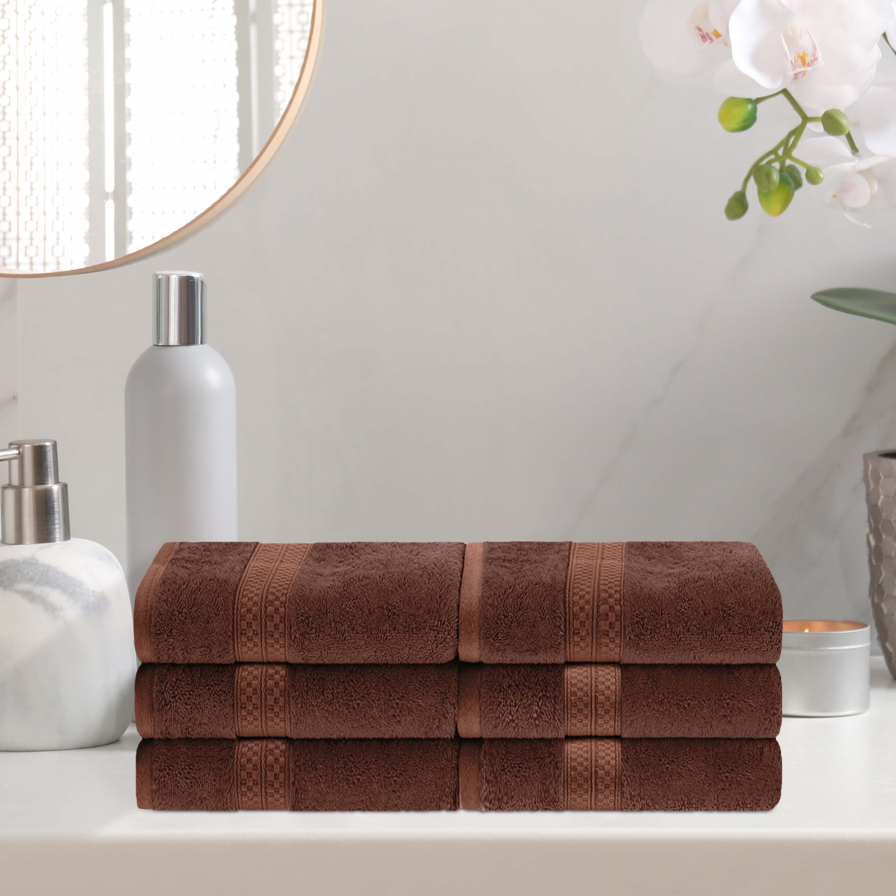 6-Piece Rayon Bamboo Blend Hand Towel Set | Soft & Absorbent Bath & Kitchen Towels for Home & Spa Use