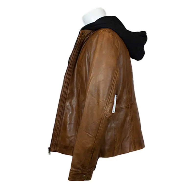 BOL Women's Detachable Hooded Leather Jacket - Fashionable Faux Leather Coat for Fall & Winter - Perfect for Casual Outfits, Streetwear & Outdoor Activities