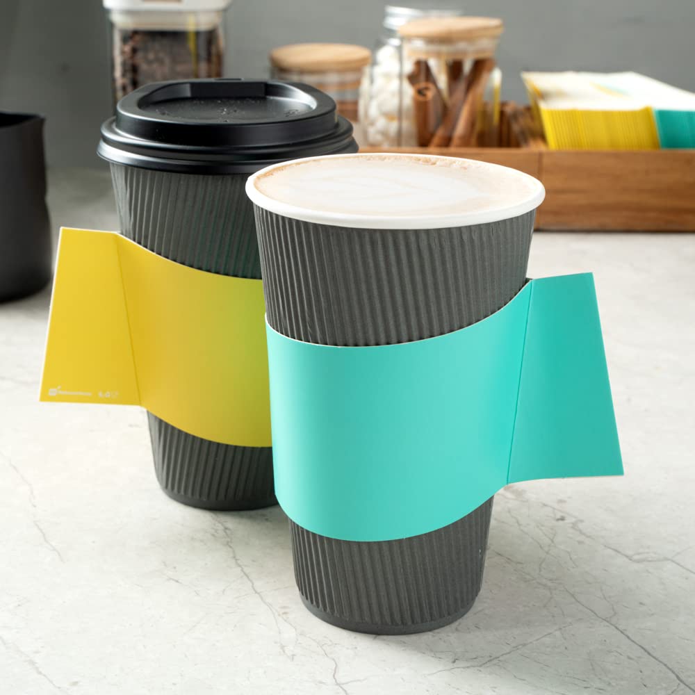 Restpresso Hot Coffee Sleeves with Handle - 1000 Disposable Cup Sleeves for 12oz, 16oz & 20oz Cups | Turquoise Paper Cup Jackets | Restaurantware (Cups Sold Separately) - Perfect for Coffee Shops, Cafes & Takeout Businesses