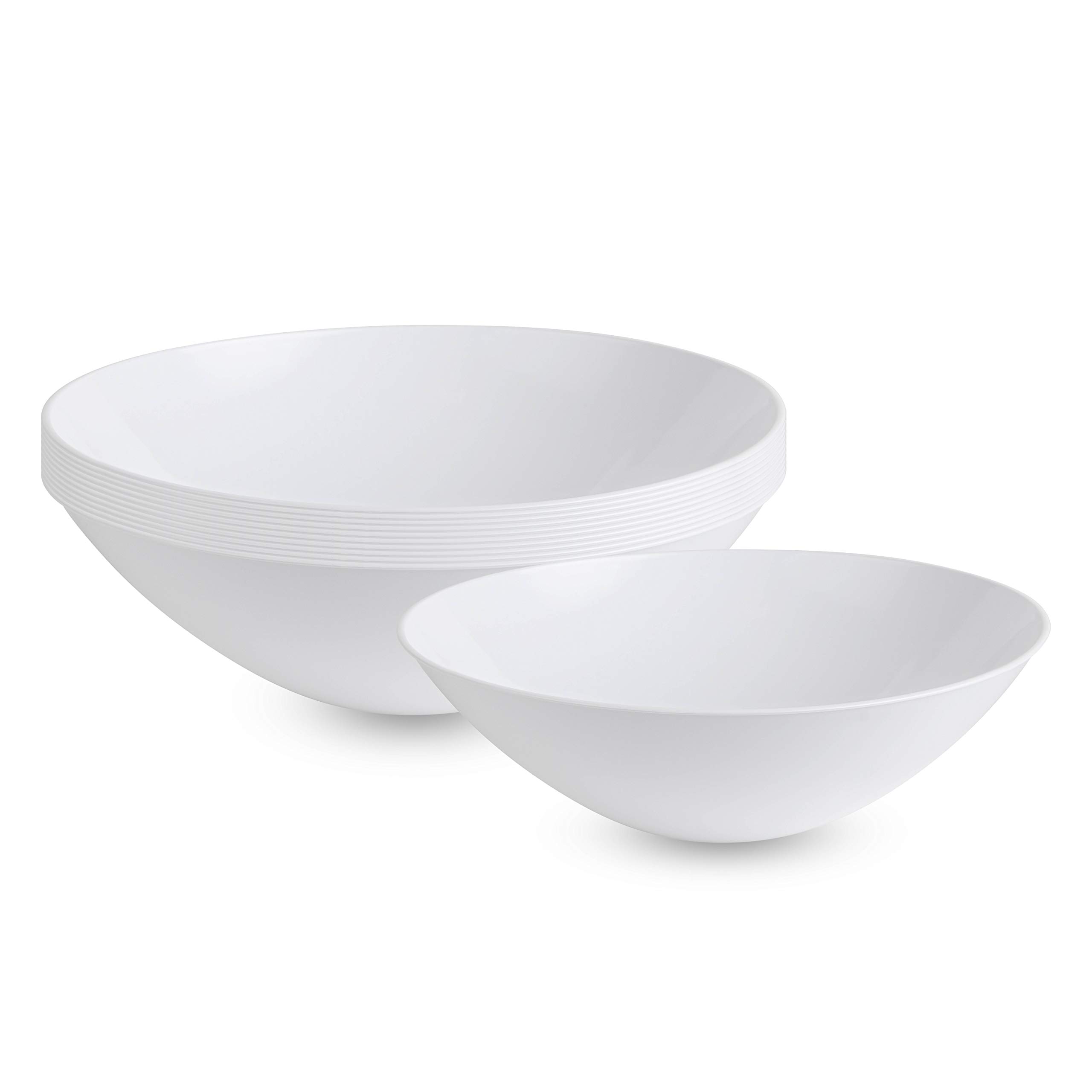 16 oz White Plastic Party Soup Bowls (20 Count) - Heavyweight Elegant Disposable Tableware for Catering, Events & Home Use