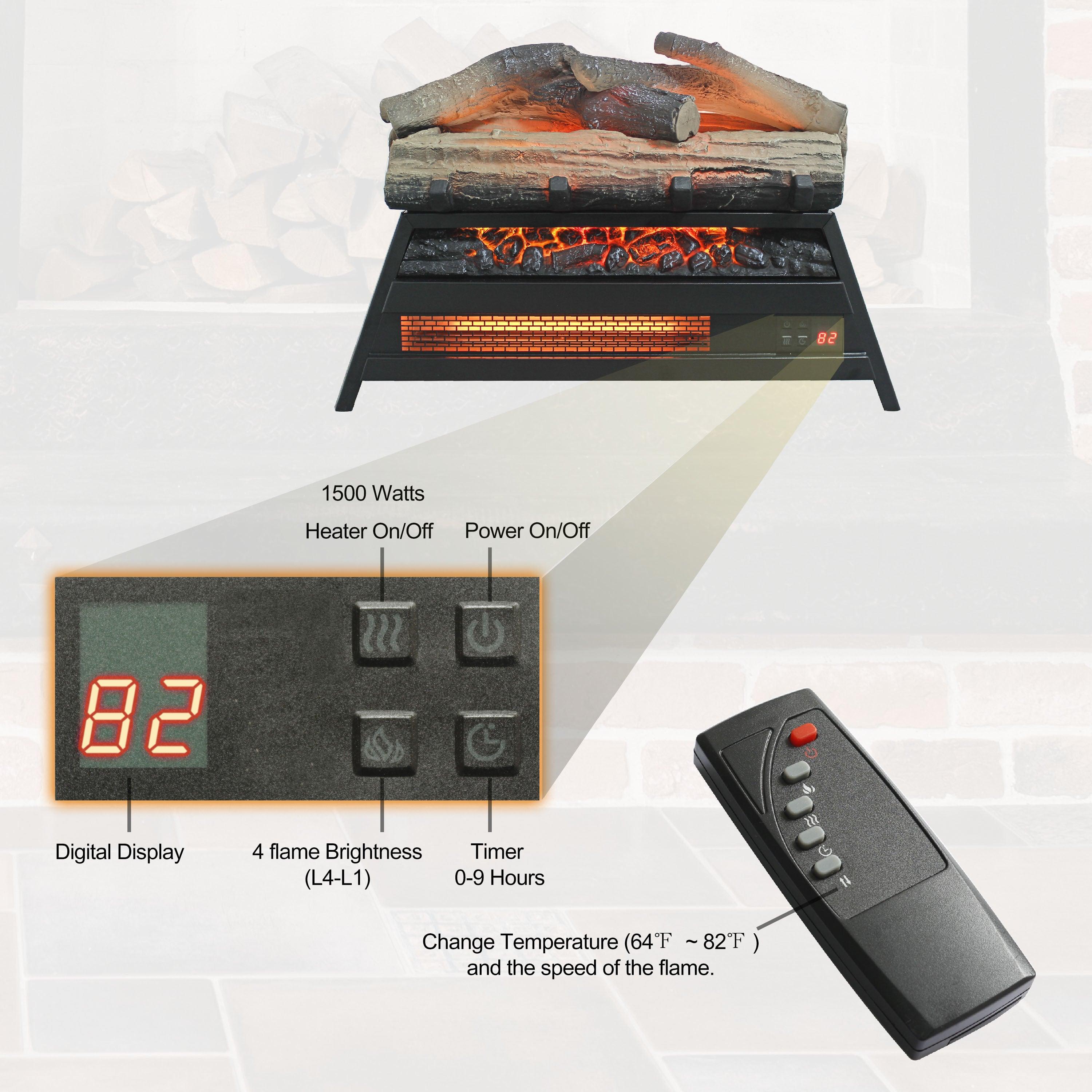 23 Inch Electric Fireplace with 3D Log Set - Infrared Fireplace Heater for Indoor Use - Perfect for Living Rooms, Bedrooms & Offices