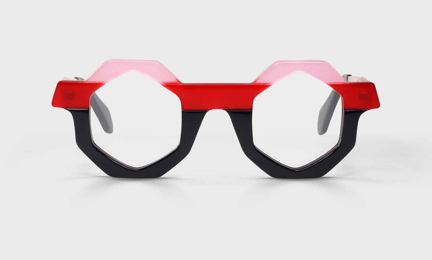Stylish Glasses - In Theory Color 01 with Prismatic Pink, Ruby & Asphalt Frame | Trendy Eyewear for Women & Men | Perfect for Work, Reading & Fashion Accessories