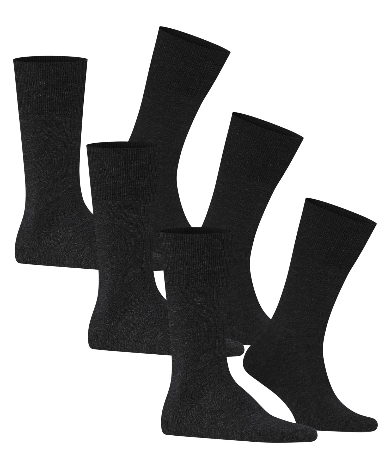 FALKE Men's Merino Wool Cotton Dress Socks 3-Pack - Mid-Calf Business Socks for Travel & Office - Soft & Breathable Comfort for Professionals