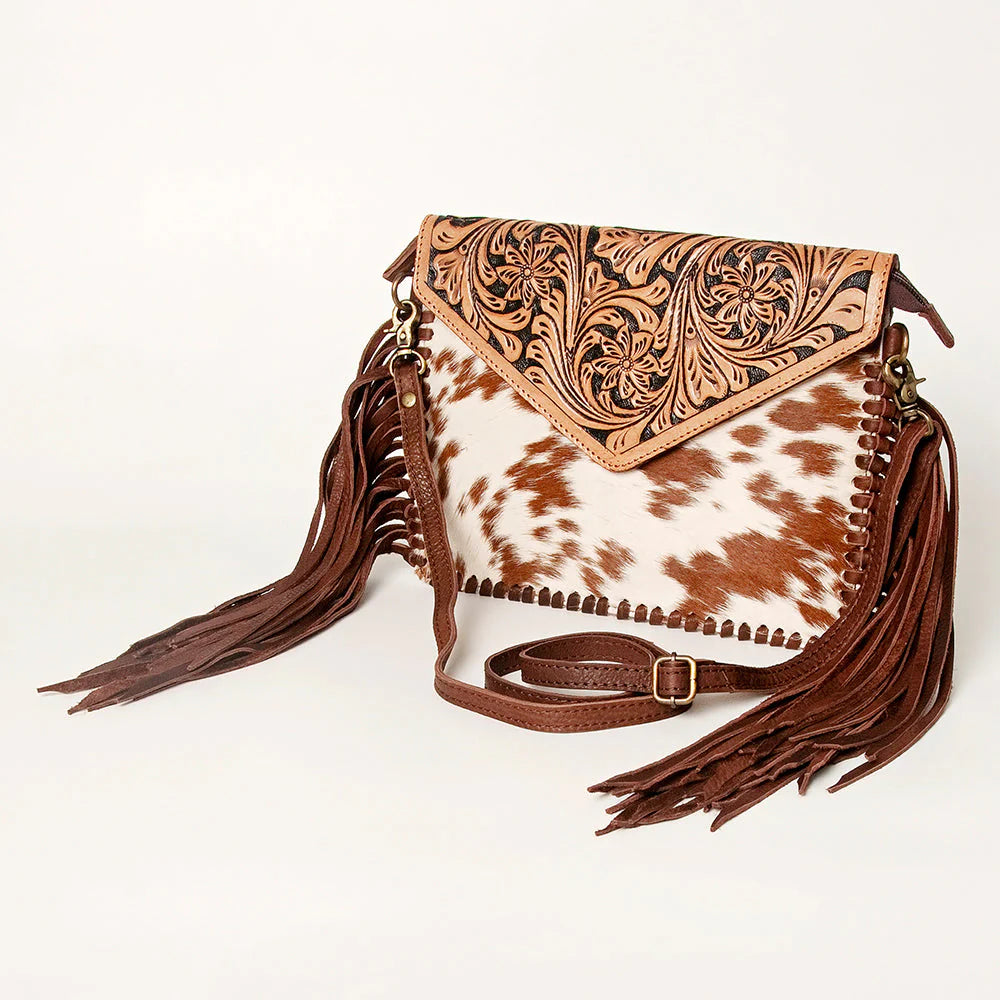 American Darling Genuine Leather Fringe Crossbody Purse - Stylish Boho Handbag for Women, Perfect for Casual Outings & Music Festivals
