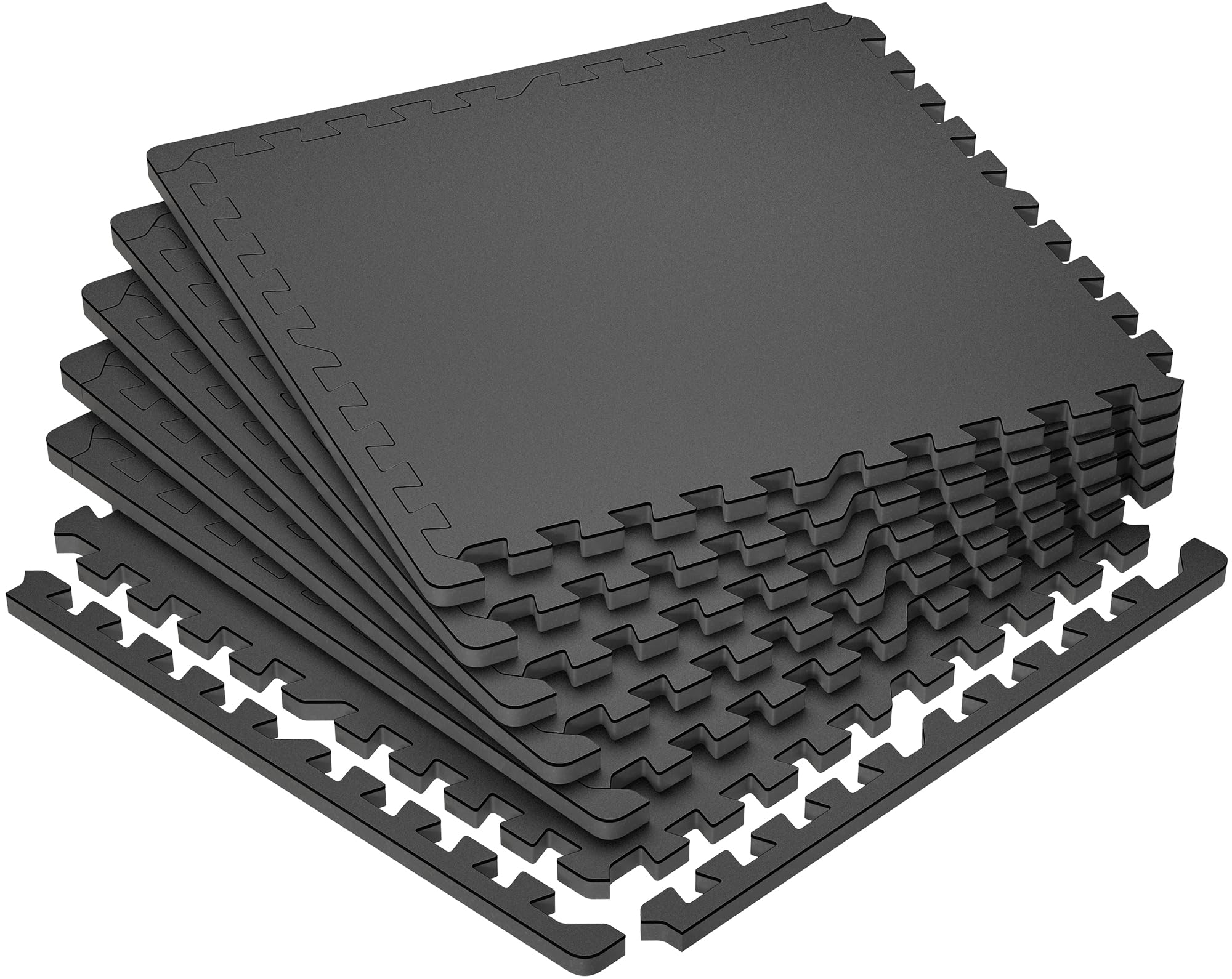SUPERJARE 0.79 Inch Thick Interlocking Rubber Gym Floor Tiles - Non-Slip Exercise Equipment Mats for Home Gym, Fitness Room & Workout Areas - Durable Protective Flooring for Weightlifting, Yoga & Cardio