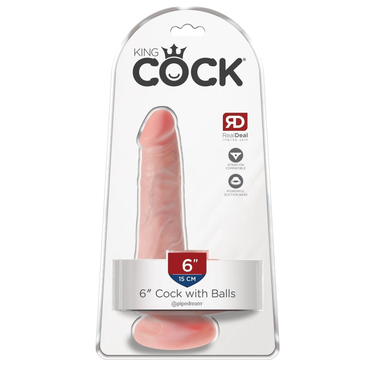 King Cock 6 Inch Realistic Cock Ring with Balls - Stretchy & Comfortable Cock Ring for Men - Enhances Erection & Pleasure - Perfect for Couples Play, Solo Use & BDSM Scenes