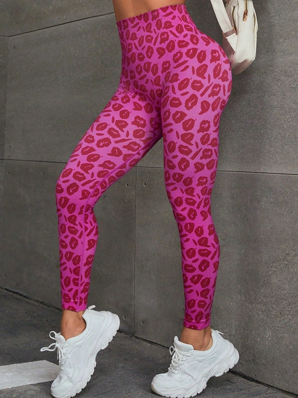 ZASUWA Women's High Waisted Scrunch Butt Lifting Leggings - Sexy Heart Leopard Print Yoga Pants for Workout, Running & Gym - Tummy Control & Booty Enhancement Activewear