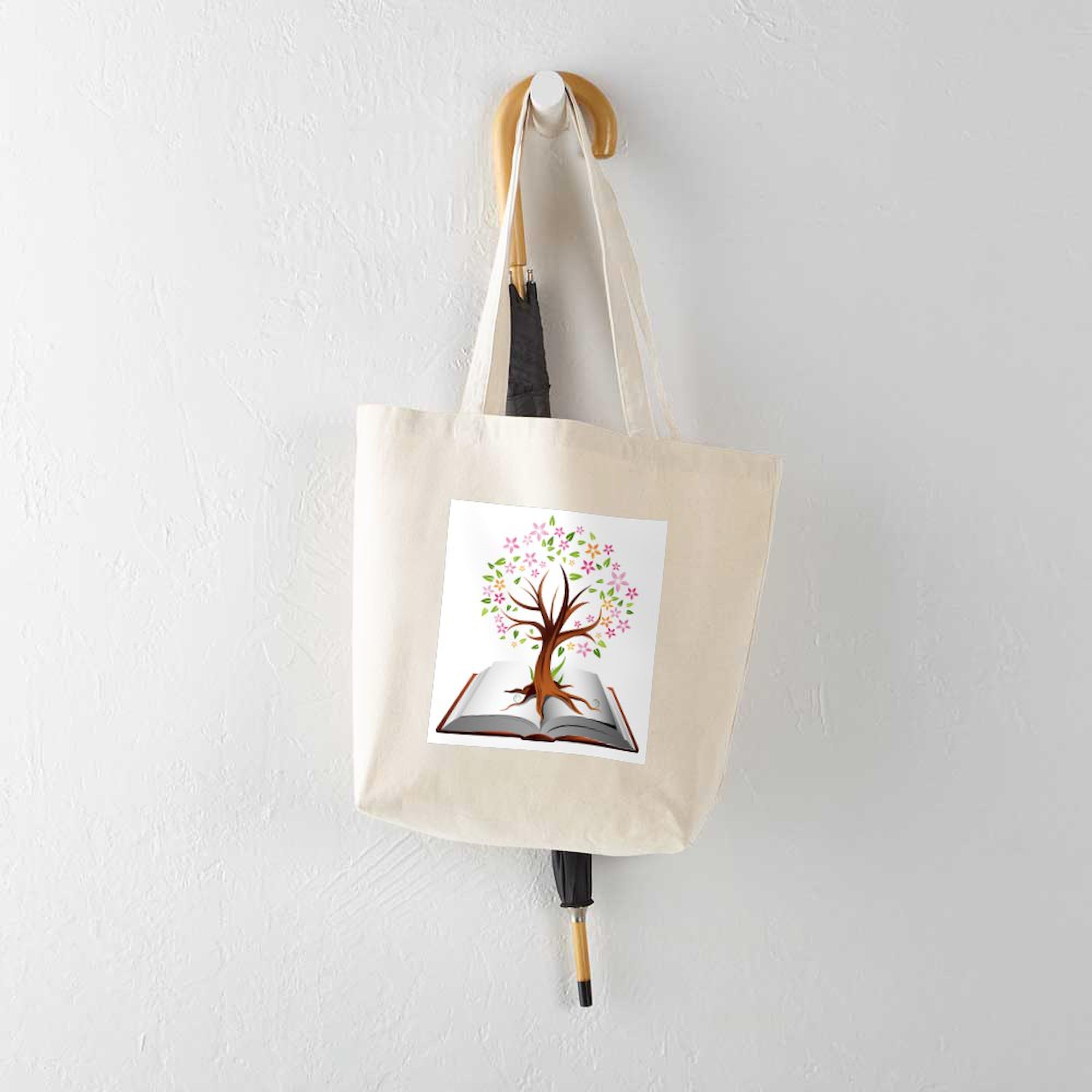 Reading Is Knowledge Natural Canvas Tote Bag - Eco-Friendly Reusable Shopping Bag for Book Lovers, Students & Teachers - Perfect for Library, School & Grocery Shopping