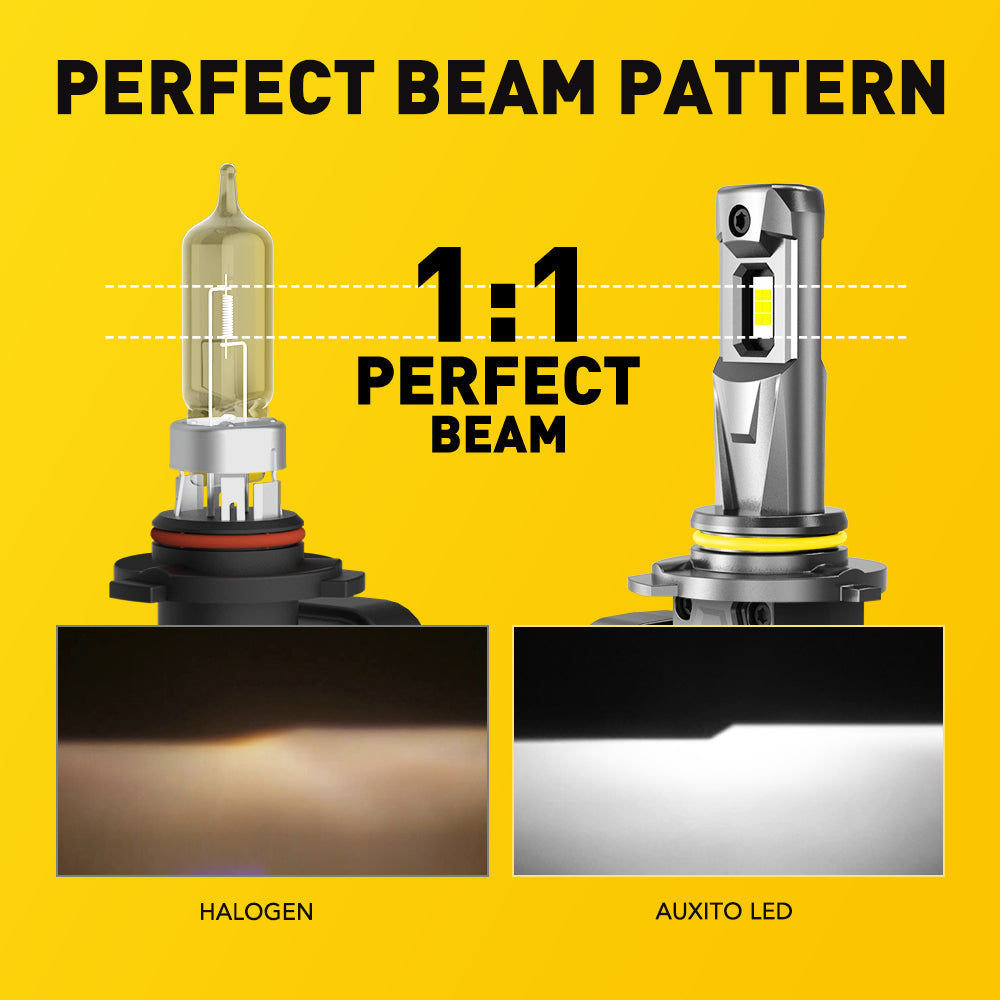 AUXITO 9006 HB4 LED Headlight Bulbs 22000LM Super Bright 600% Brighter Than Halogen - 6500K Cool White Light - Pack of 2 - Perfect for Night Driving & Foggy Conditions