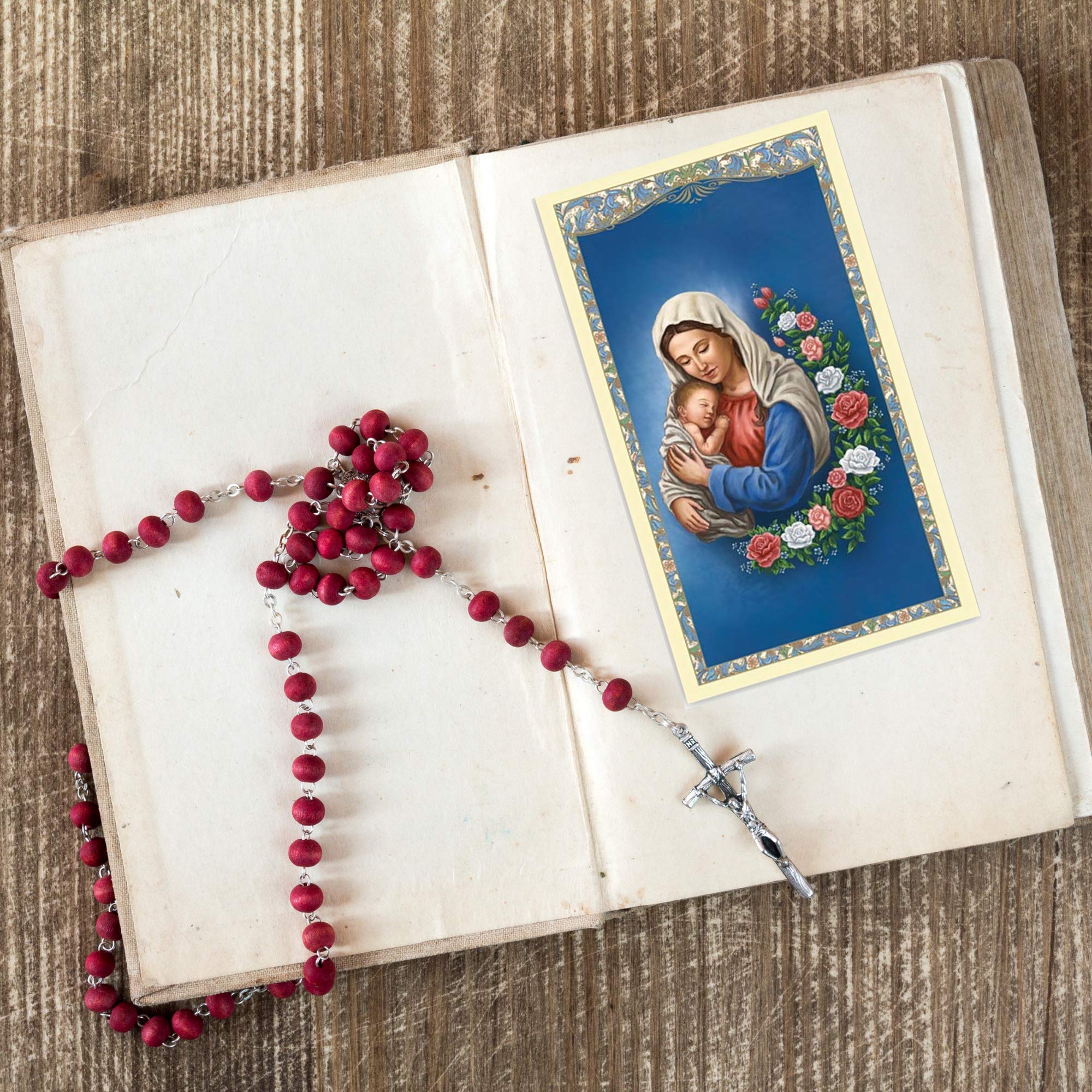 Needzo Heart of a Mother Holy Card with St. Therese Prayer - Virgin Mary & Baby Jesus Religious Gift for Sunday School, Church, Mass - 2 3/8 x 4 1/8 Inches - 5 Pack - Perfect for Baptism, First Communion & Confirmation Gifts