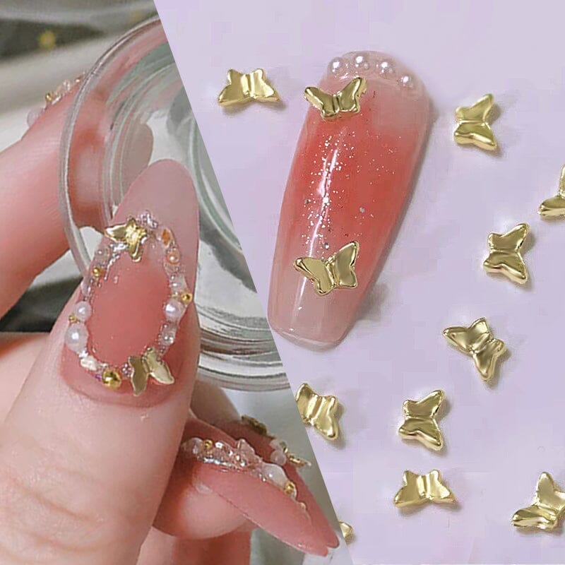 20PCS Butterfly Metal Nail Art Decorations - Elegant Nail Charms for DIY Manicure, Perfect for Nail Salons, Home Nail Art, and Party Nail Designs