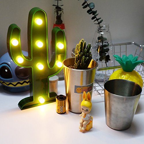 LED Cactus Night Light - Warm White Battery Powered 10