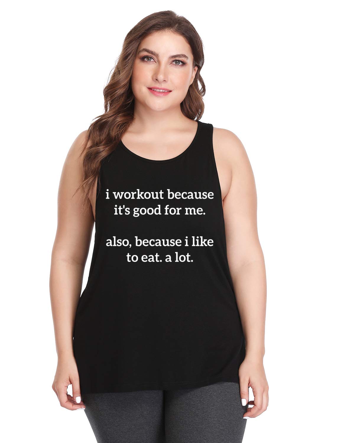 FANNOO Plus Size Workout Tank Tops for Women - Funny Gym Shirts with Motivational Sayings, Racerback Sleeveless Athletic Tops - Perfect for Yoga, Running & Fitness Training