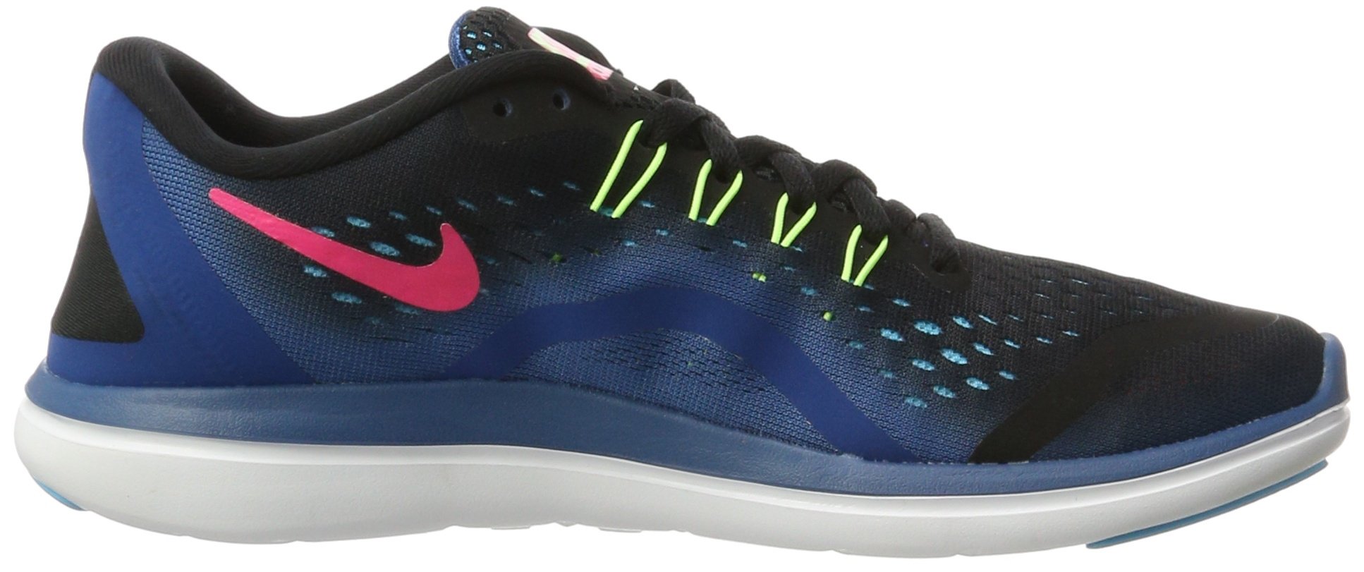 Nike Women's Flex 2017 Running Shoes - Pure Black/White/Industrial Blue/Racer Pink - Size 11.5 | Lightweight Cushioned Sneakers for Jogging, Gym Workouts & Daily Walking
