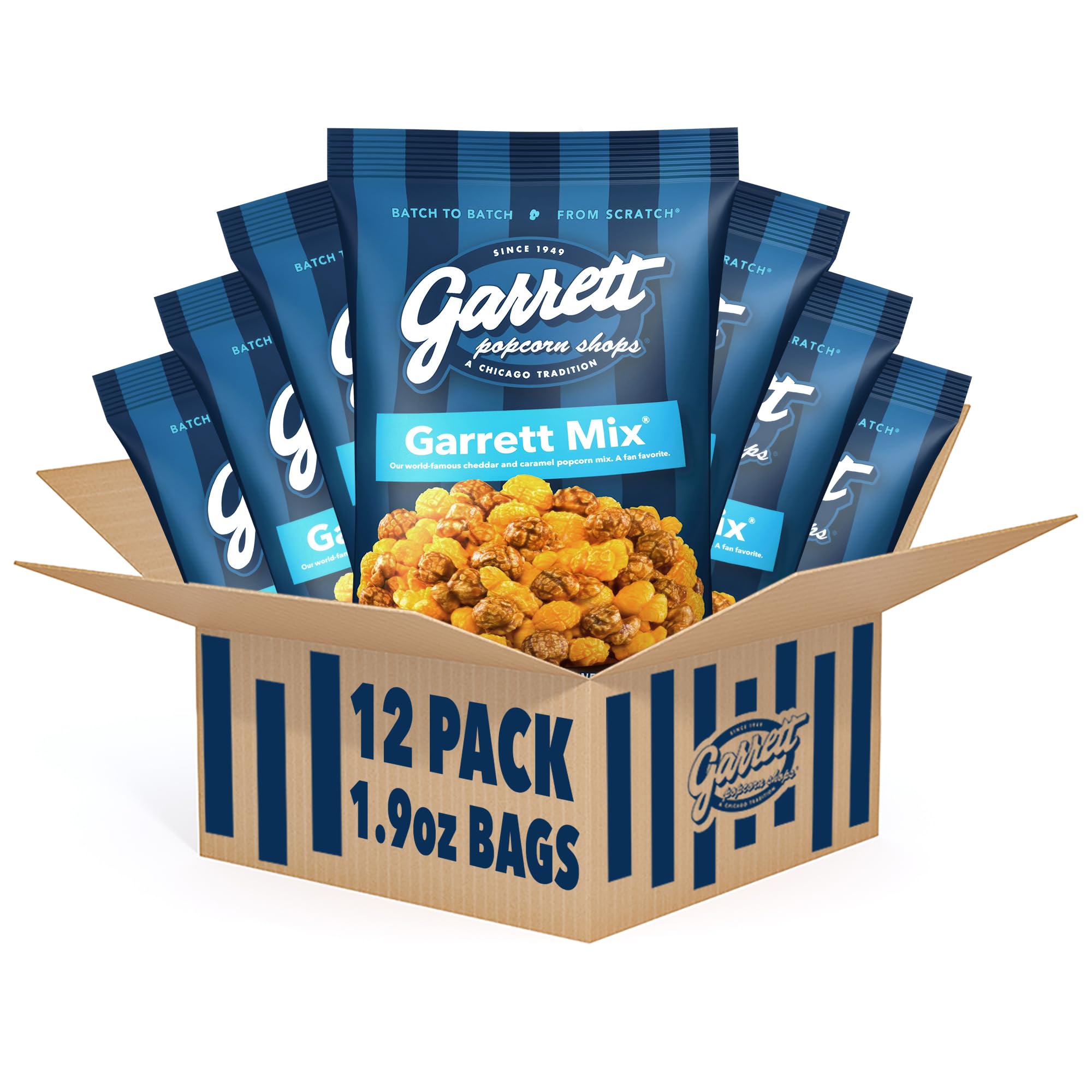 Garrett Popcorn Garrett Mix - 12 Pack of 1.9oz Cheese & Caramel Gourmet Popcorn Bags | Gluten Free Sweet & Salty Snack | Perfect for Movie Nights, Office Snacks & Party Favors