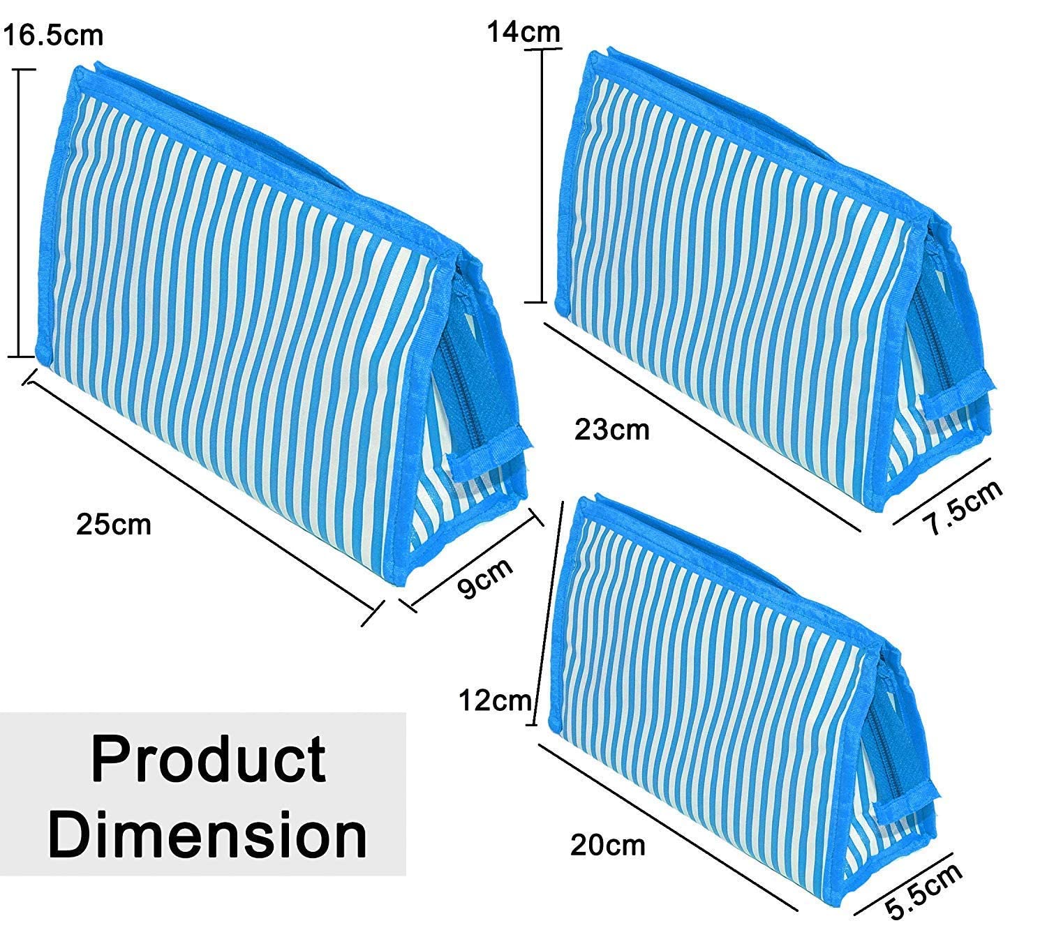 PRISMAXIC 3-Piece Polyester Travel Pouch Set - Waterproof Cosmetic & Makeup Organizer, Jewelry & Toiletry Bag for Men & Women (Blue) - Perfect for Air Travel, Gym, Camping & Daily Essentials Storage
