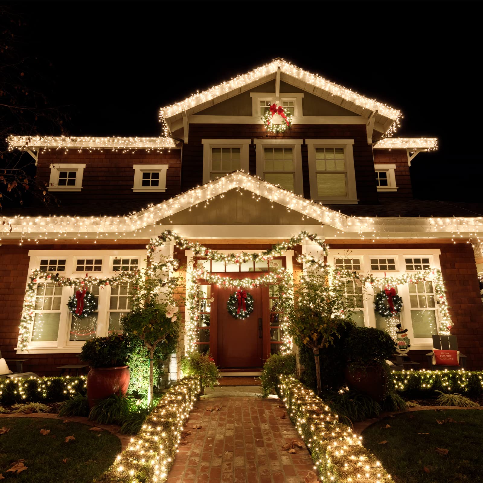 Twinkle Star 360 LED Christmas Icicle Lights Outdoor - 29.5ft Dripping Ice Cycle String Lights with 60 Drops, 8 Lighting Modes for Xmas Holiday Wedding Party Decor (Warm White) - Perfect for Indoor/Outdoor Christmas Tree, House Roof, Garden, and Holiday Party Decorations