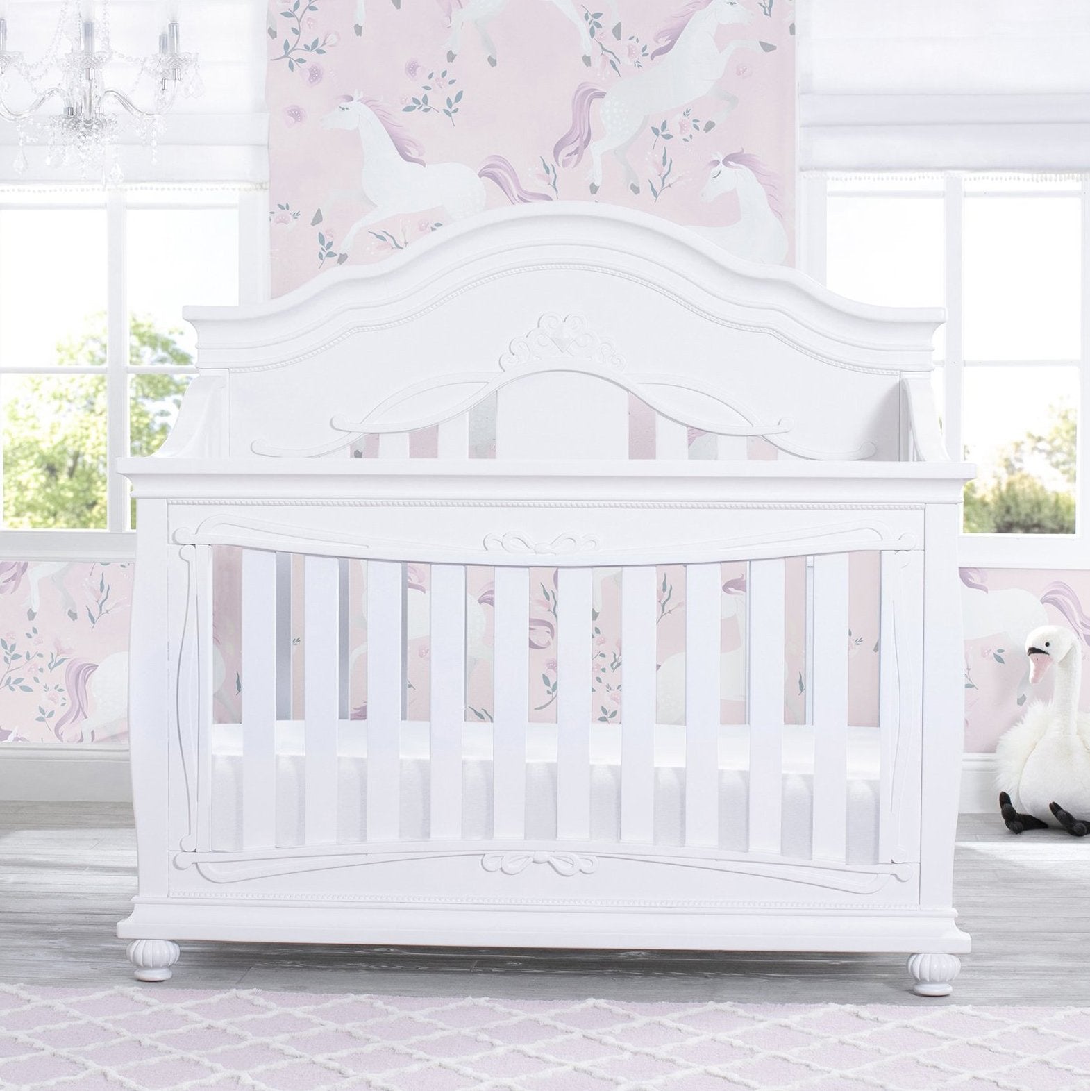 Fairytale 5-in-1 Convertible Baby Crib with Conversion Rails - Nursery to Toddler Bed - Perfect for Newborns, Infants & Growing Kids