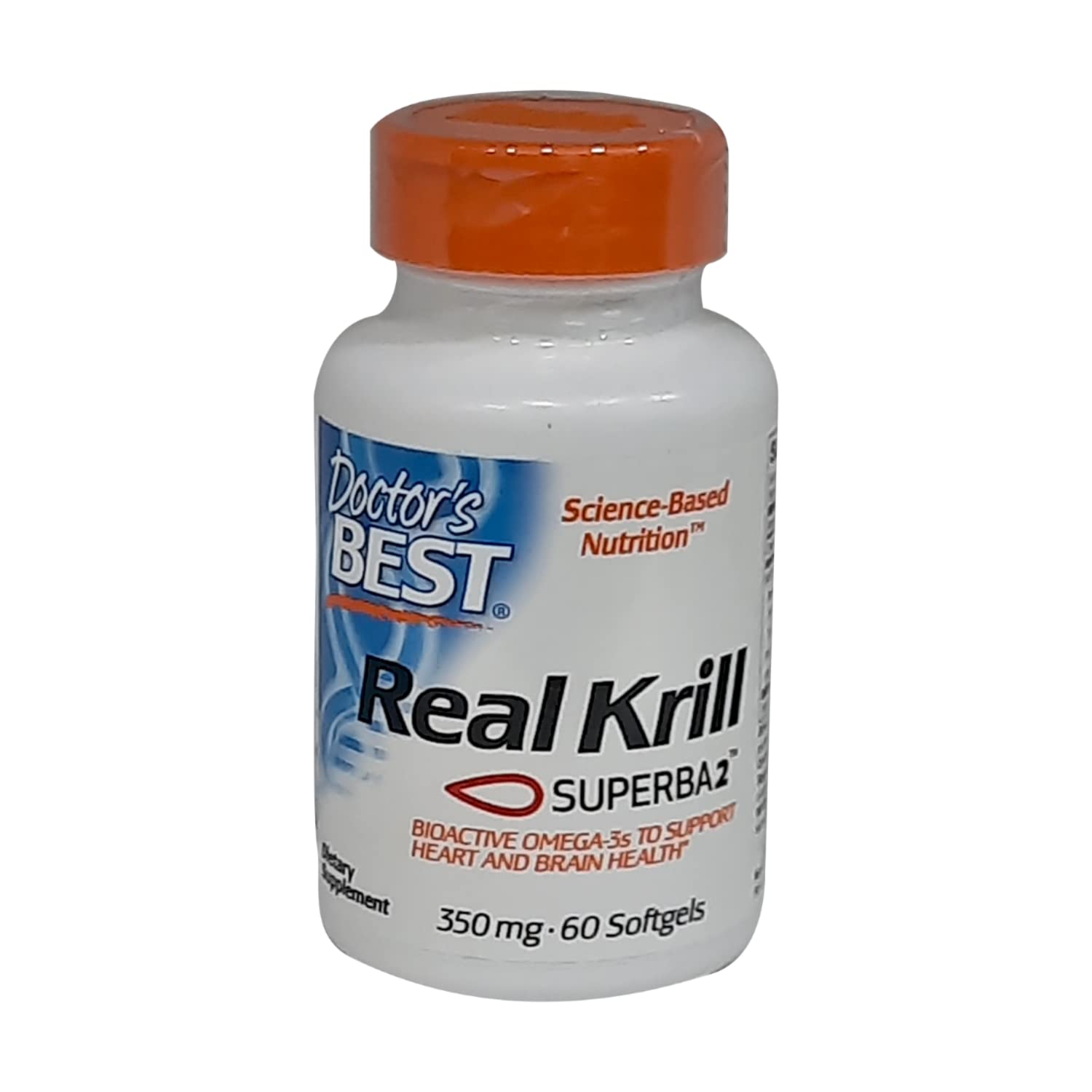 Doctor's Best Real Krill Oil 350mg - 60 Softgels | Premium Omega-3 Supplement for Heart, Brain & Joint Health | Supports Cognitive Function & Cardiovascular Wellness