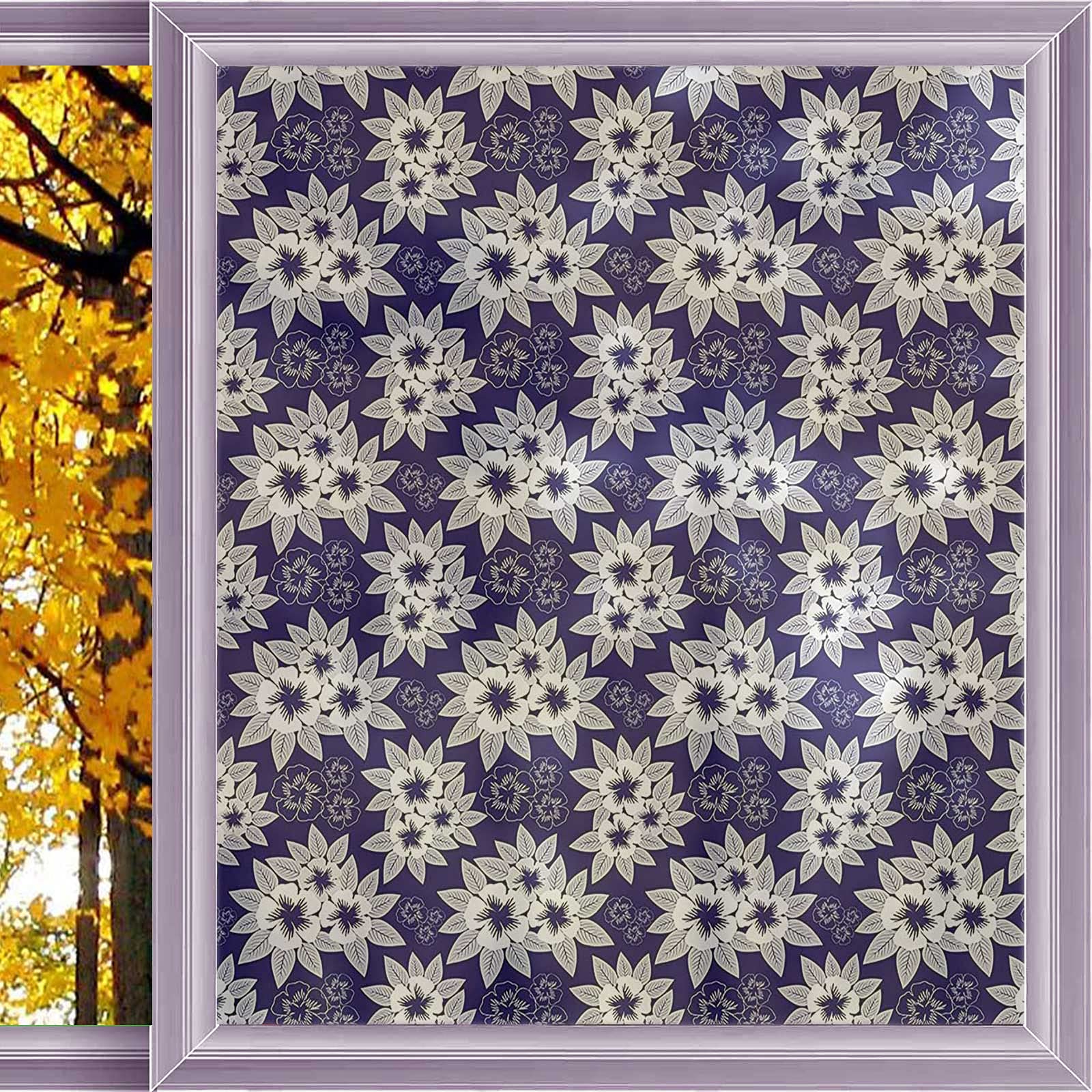 Navy Blue Stained Glass Window Film - 23.6