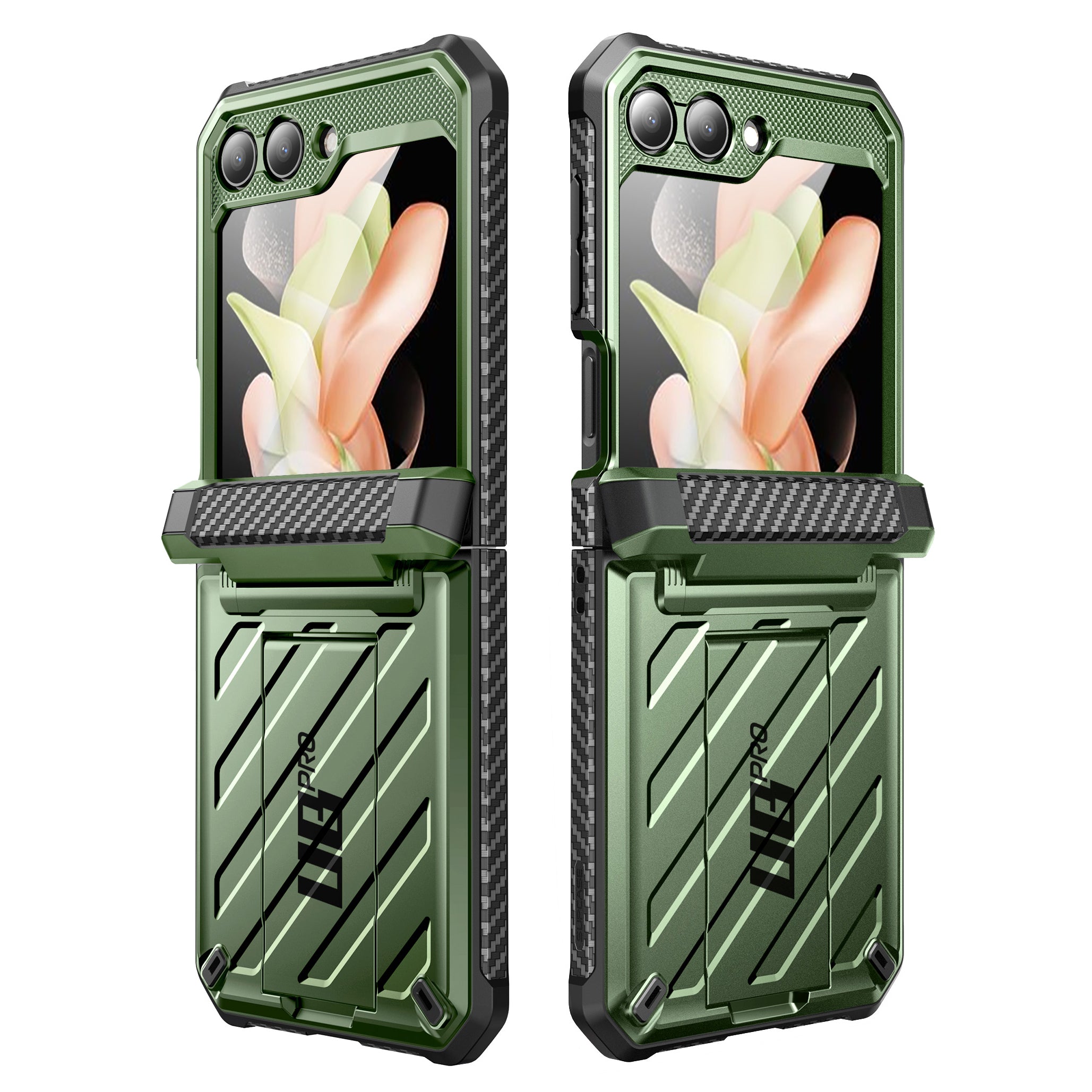 Samsung Galaxy Z Flip5 Unicorn Beetle PRO Heavy Duty Rugged Case with Belt Clip - Dark Green | Shockproof, Durable Protection for Everyday Use & Outdoor Activities