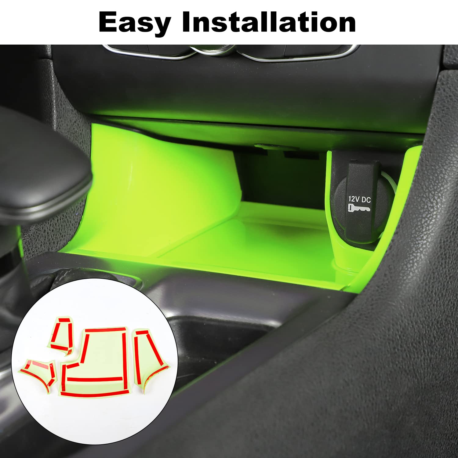 2011-2019 Dodge Charger Center Console Gear Shift Storage Trim Panel - ABS Green 4-Piece Set - Organize Small Items & Enhance Interior Style - Perfect for Car Accessories, Road Trips & Daily Commute