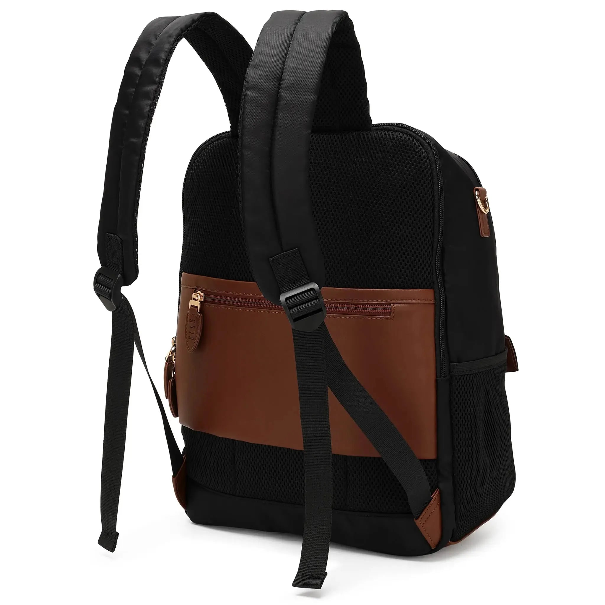 Premium 18L Twill & Vegan Leather Backpack for Travel, Work & College - Stylish Water-Resistant Laptop Bag with USB Charging Port | Perfect for Commuting, Business Trips & Campus Life