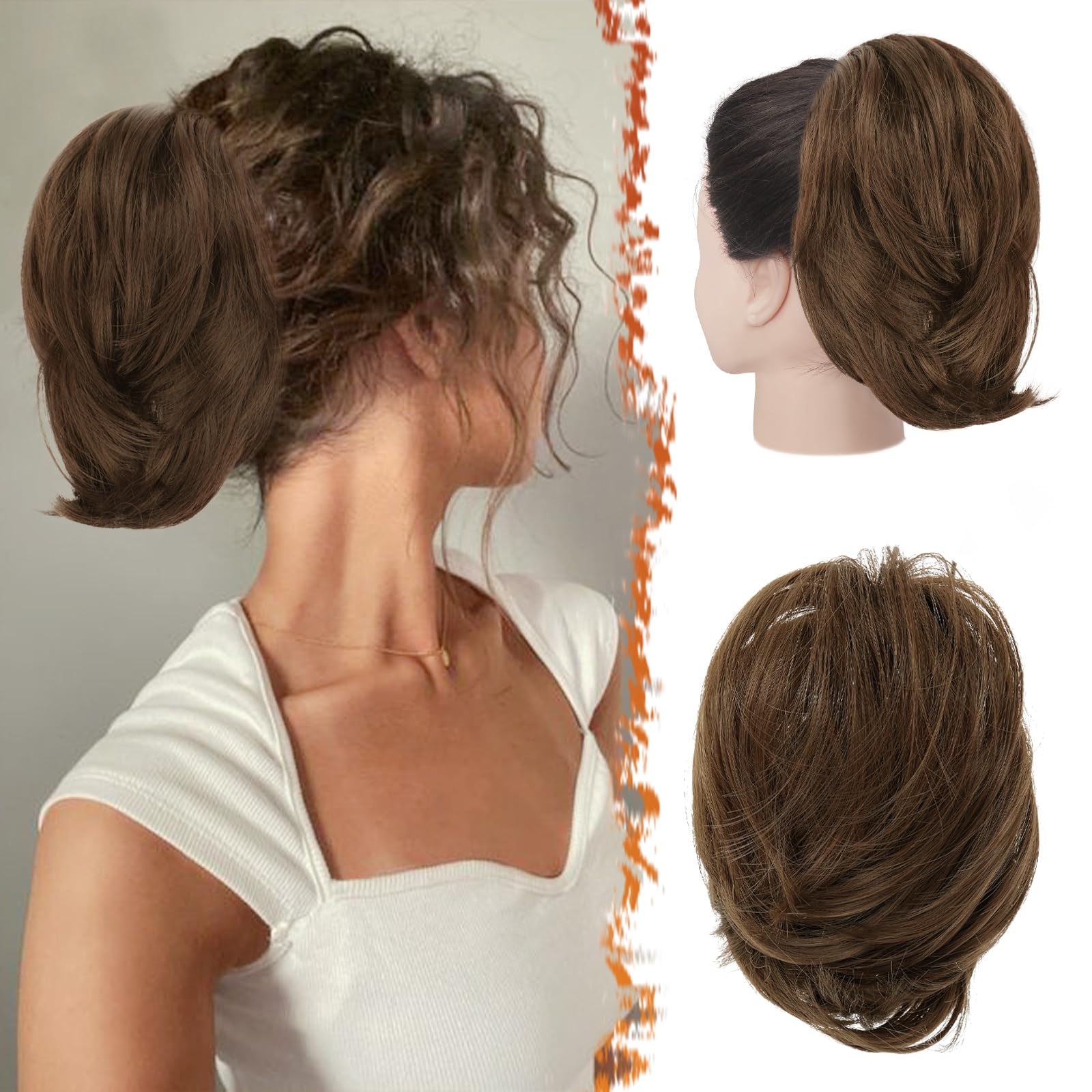 8 Inch Claw Clip Hair Bun Extension for Straight Hair - Perfect for Updos, Ponytails & Everyday Hairstyles