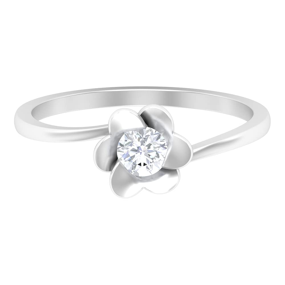 1/4 CT Minimalist Diamond Floral Ring for Women - 14K Solid Gold Certified Bypass Ring | Elegant Wedding, Engagement & Anniversary Gift