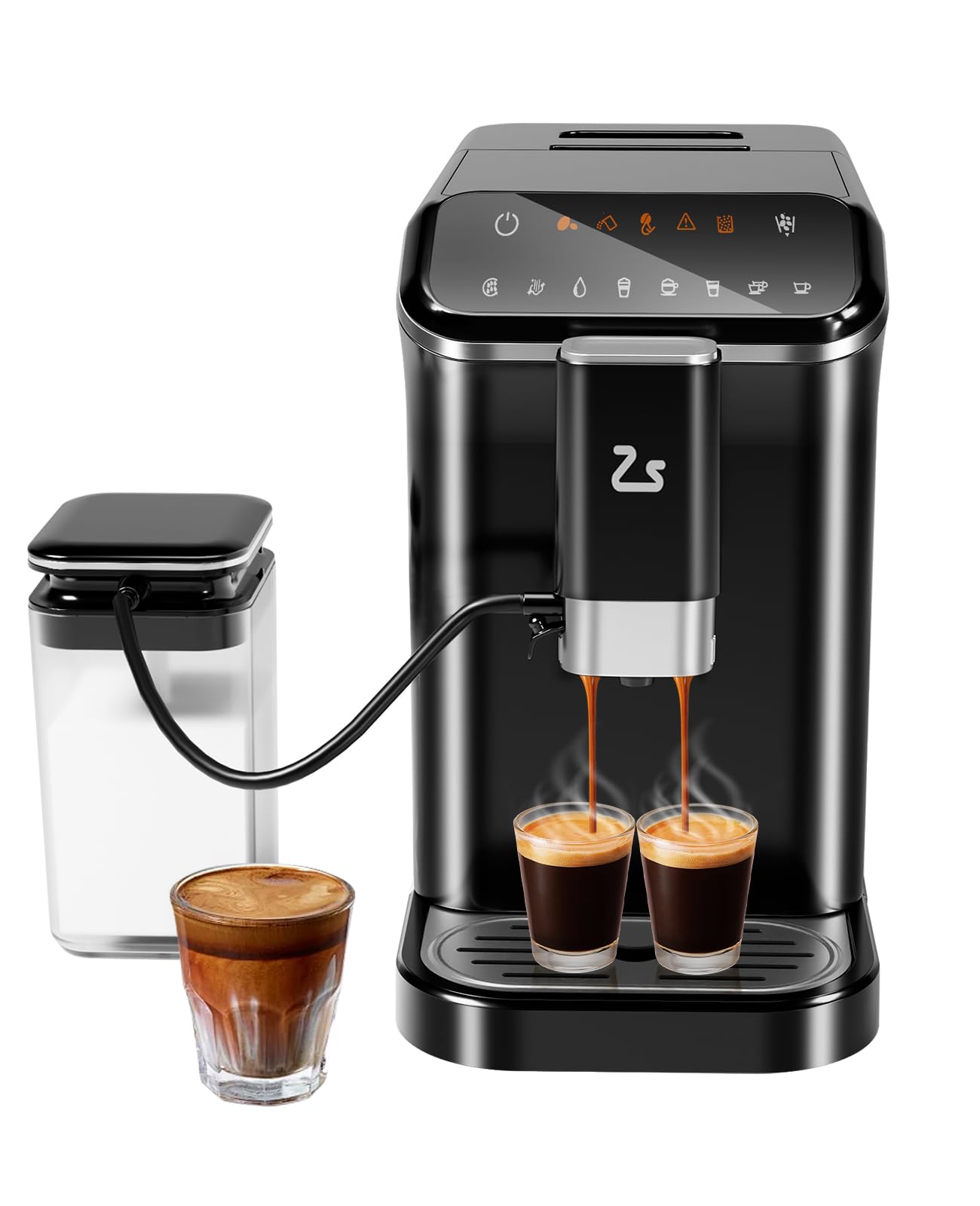 Fully Automatic Coffee Machine with 20 Bar Pressure, Built-in Grinder & Milk Frother, Adjustable Grind Size (1-15 Levels), 1.5L Water Tank - Perfect for Making Espresso, Cappuccino & Latte at Home | Ideal for Morning Brews, Office Use & Entertaining Guests