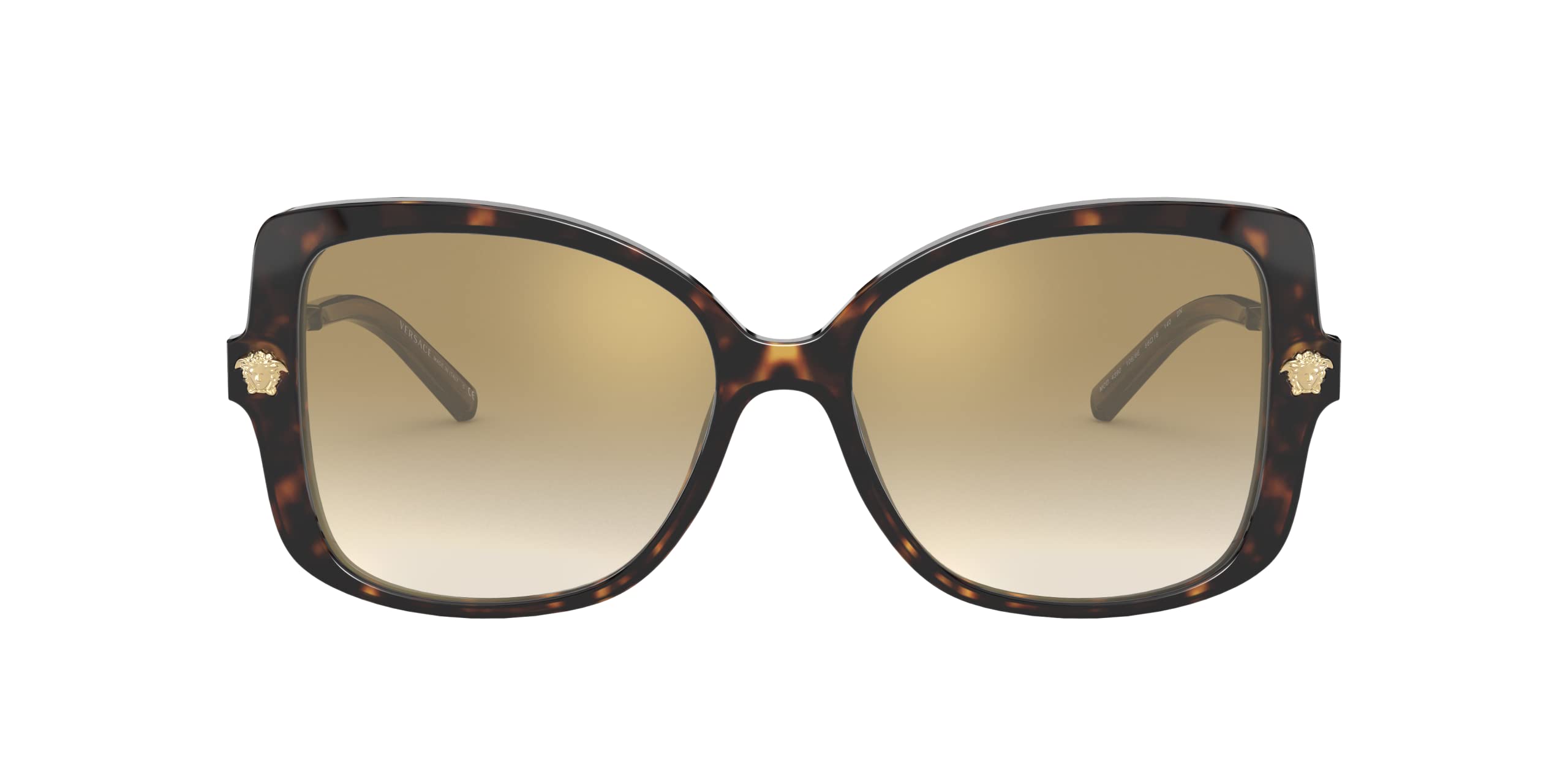 Versace MEDUSA VE 4390 Women's Sunglasses - Dark Havana/Brown Shaded 56/16/140 - Luxury Fashion Shades for Beach, Driving & Outdoor Activities